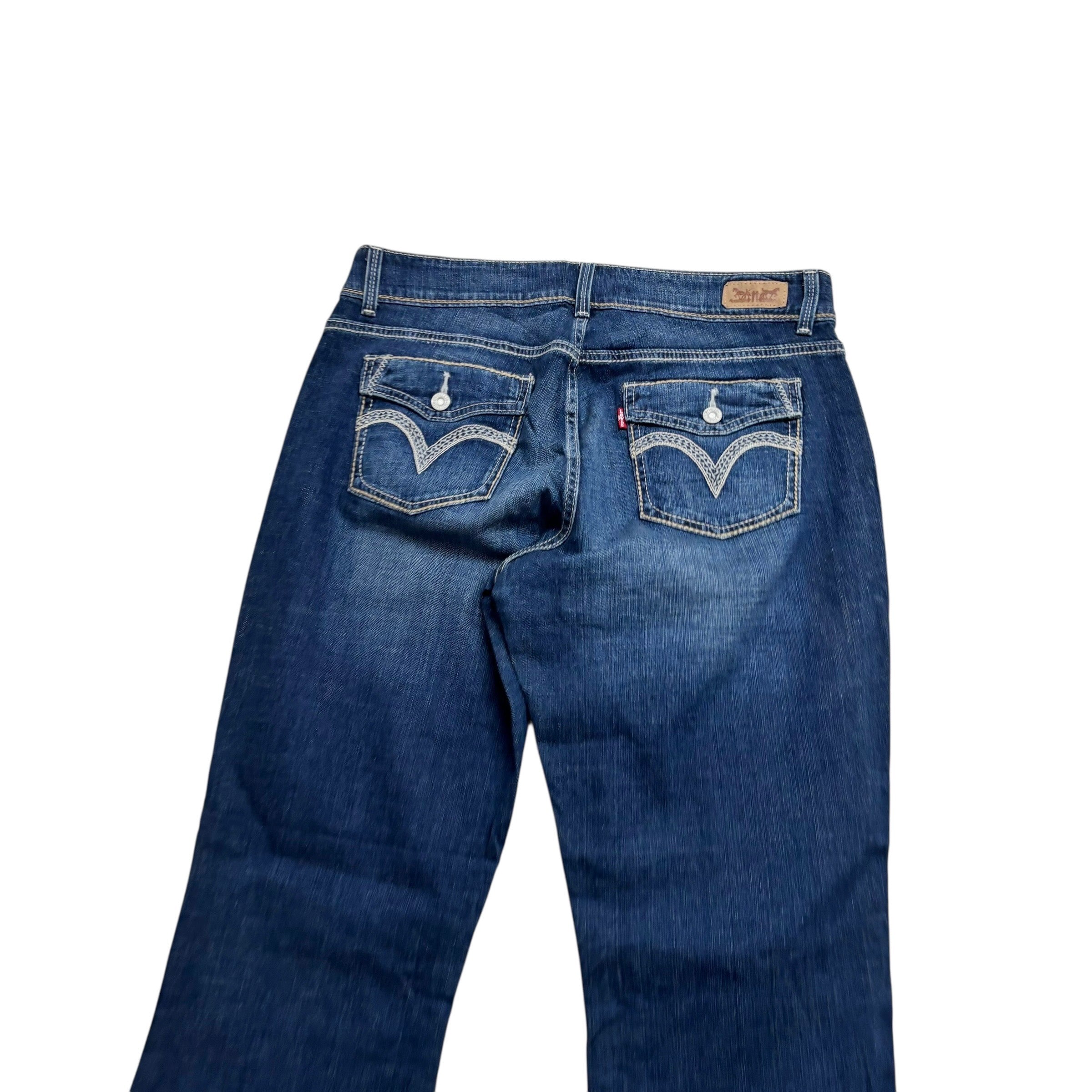 Levis 529 Jeans W32 L32 Womens Curvy Bootcut Dark Blue Stretch Denim (E)