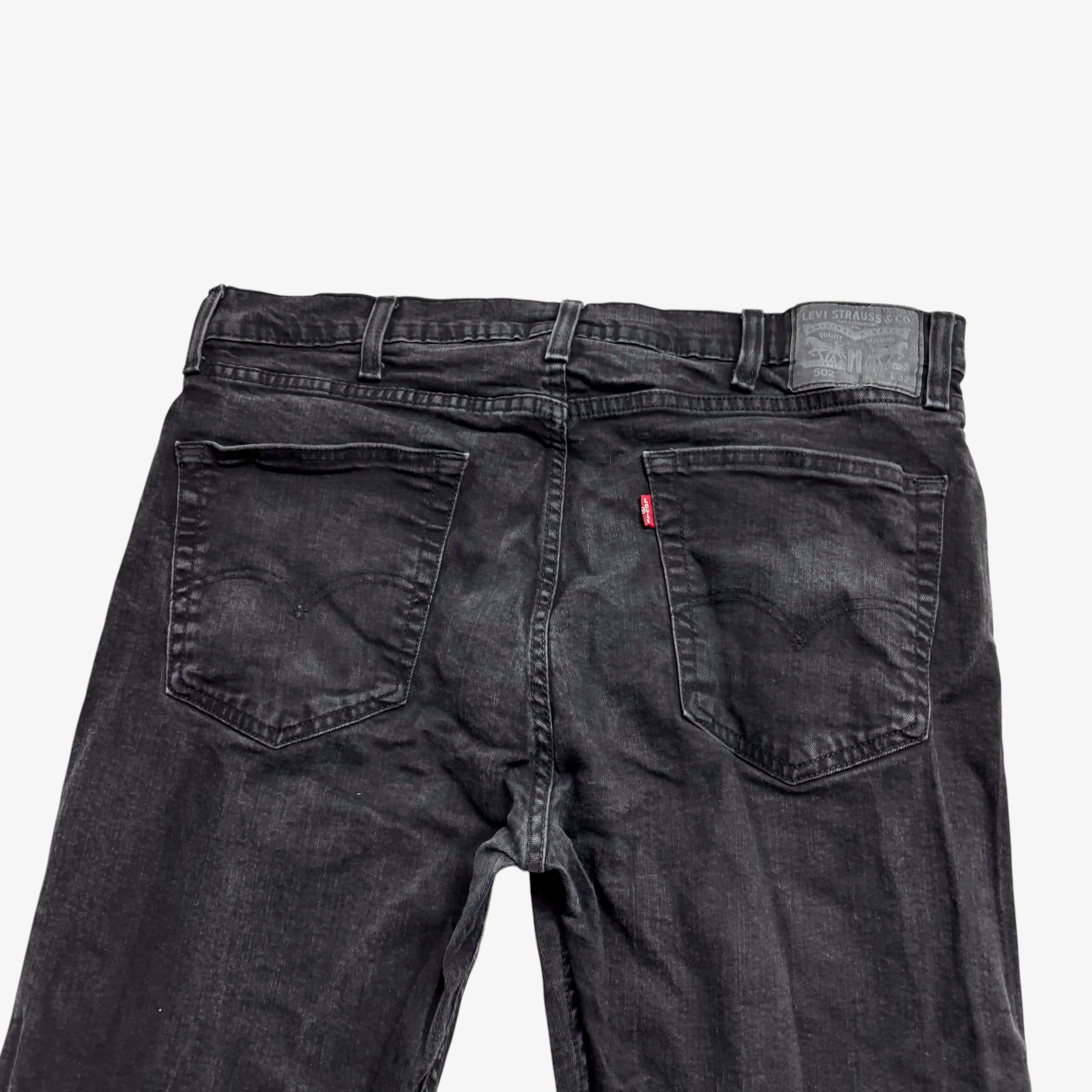 Levis 502 Jeans W36 L31 Mens Black Regular Tapered Fit Stretch Denim