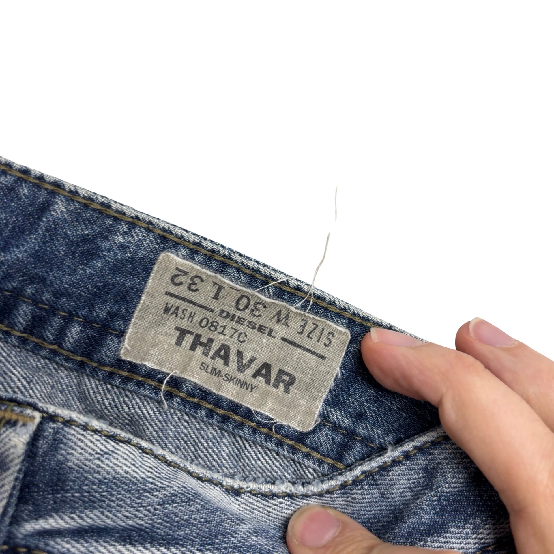 Diesel Thavar Jeans W30 L32 Mens Mid Blue Slim Skinny Fit Denim (E)