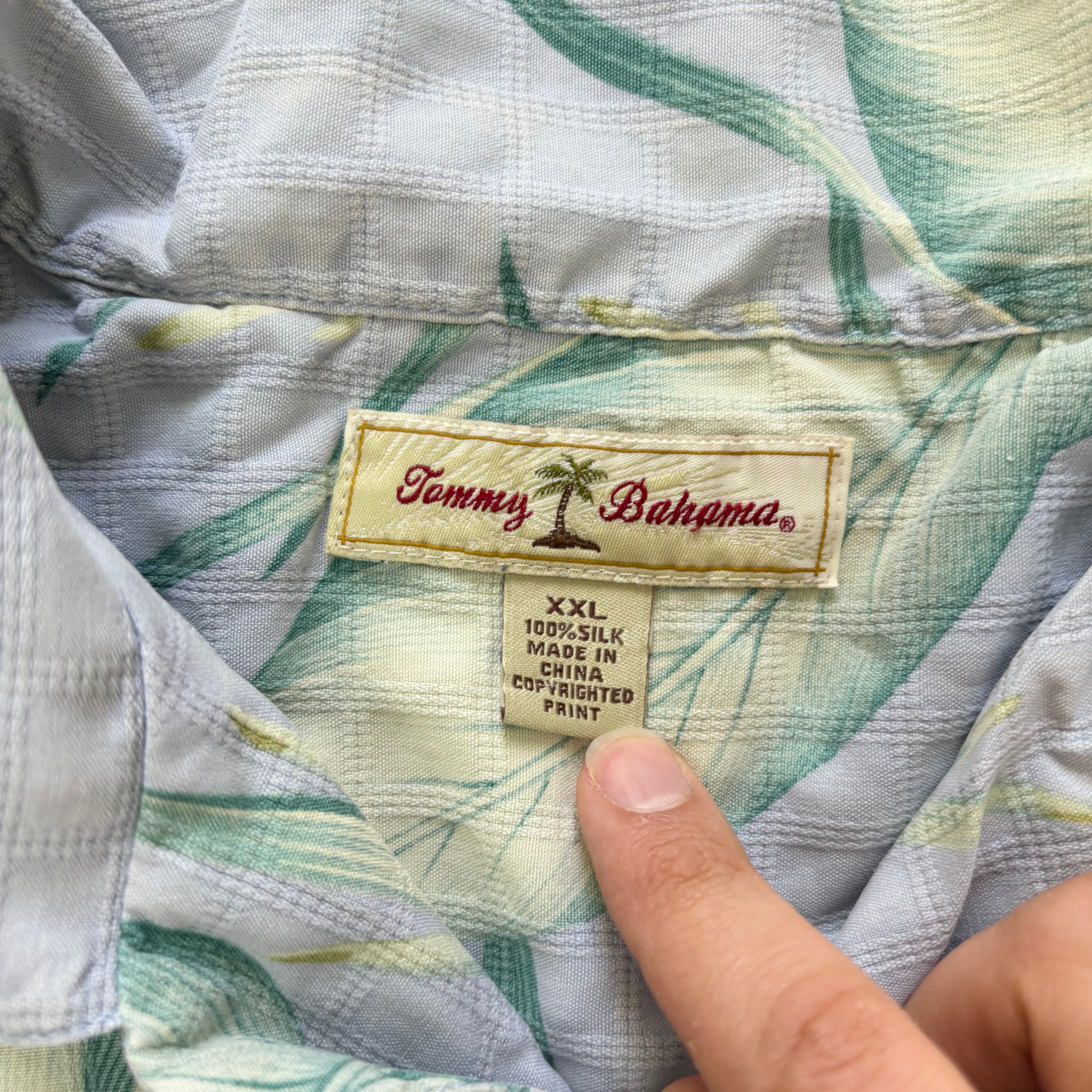 Vintage Hawaiian Shirt Mens XXL Blue Tommy Bahama Short Sleeve Silk (F)