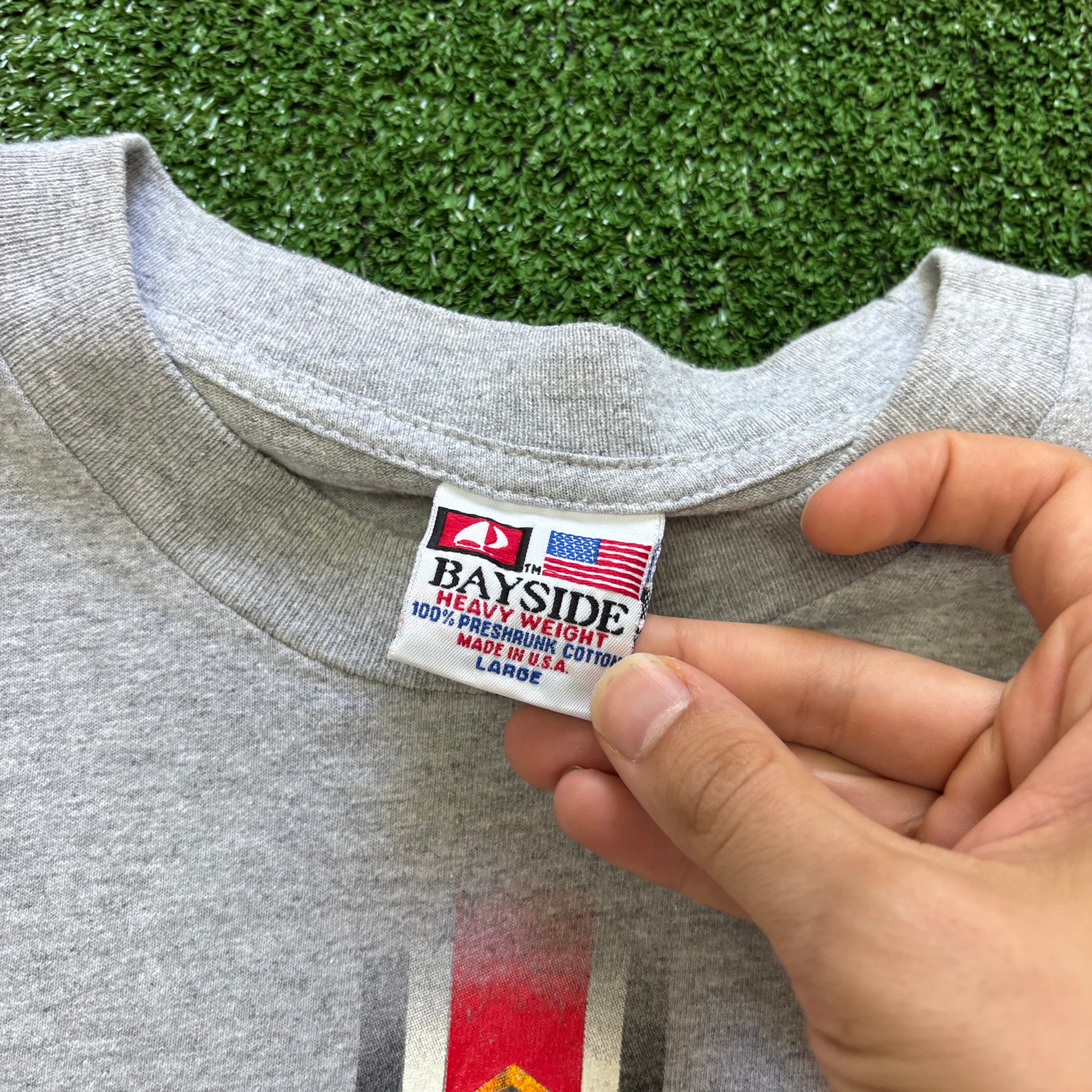 Vintage T Shirt Mens Large Grey Graphic Print 00s USA Firefighters (E)