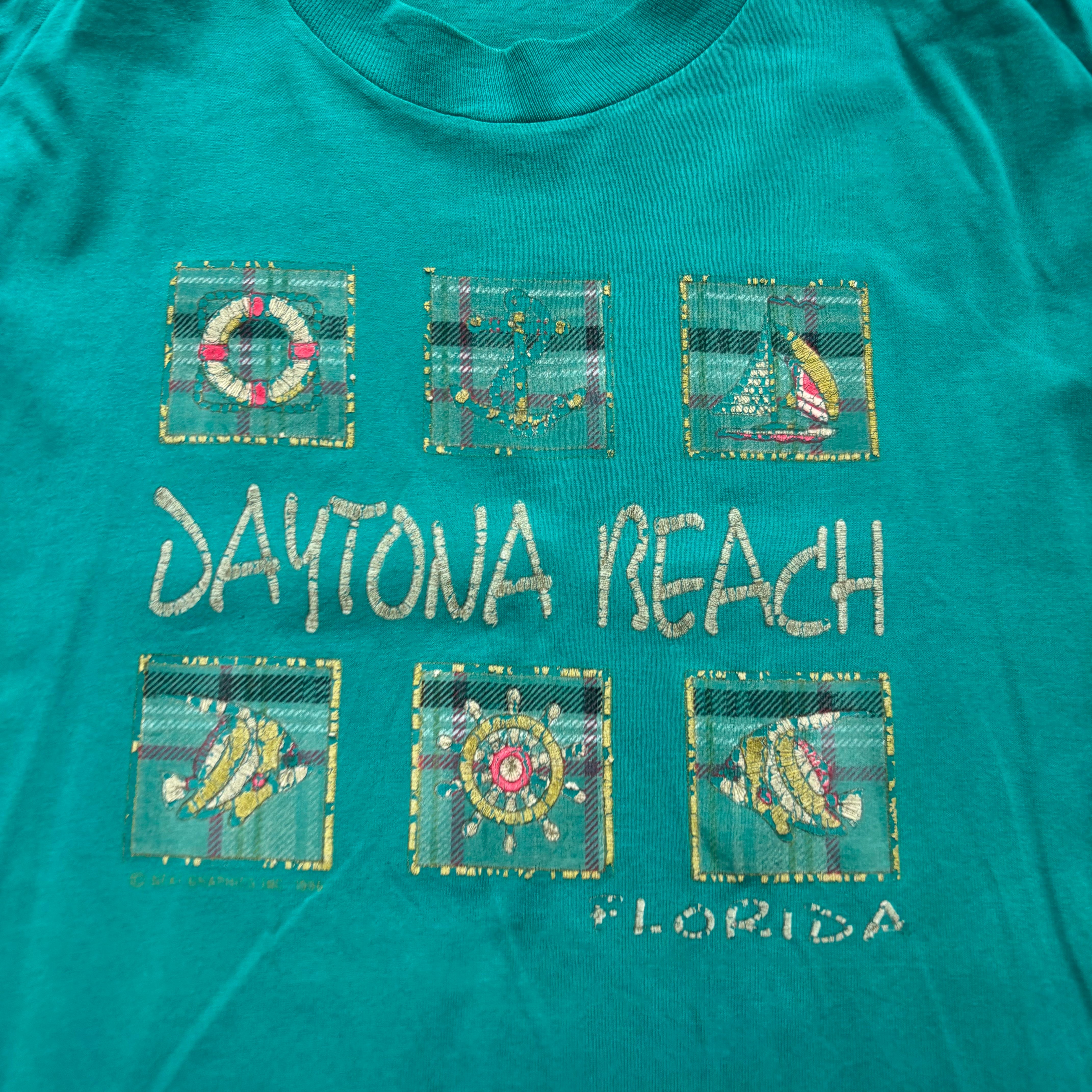 Vintage T Shirt Mens XL Teal Green Single Stitch Graphic Print 90s USA Tourist