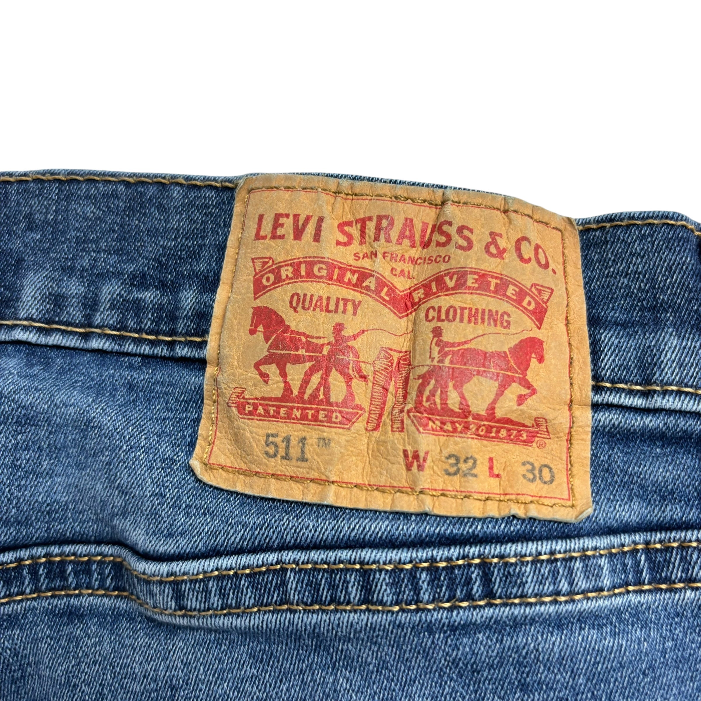 Levis 511 Jeans W30 L30 Mens Mid Blue Slim Fit Stretch Denim