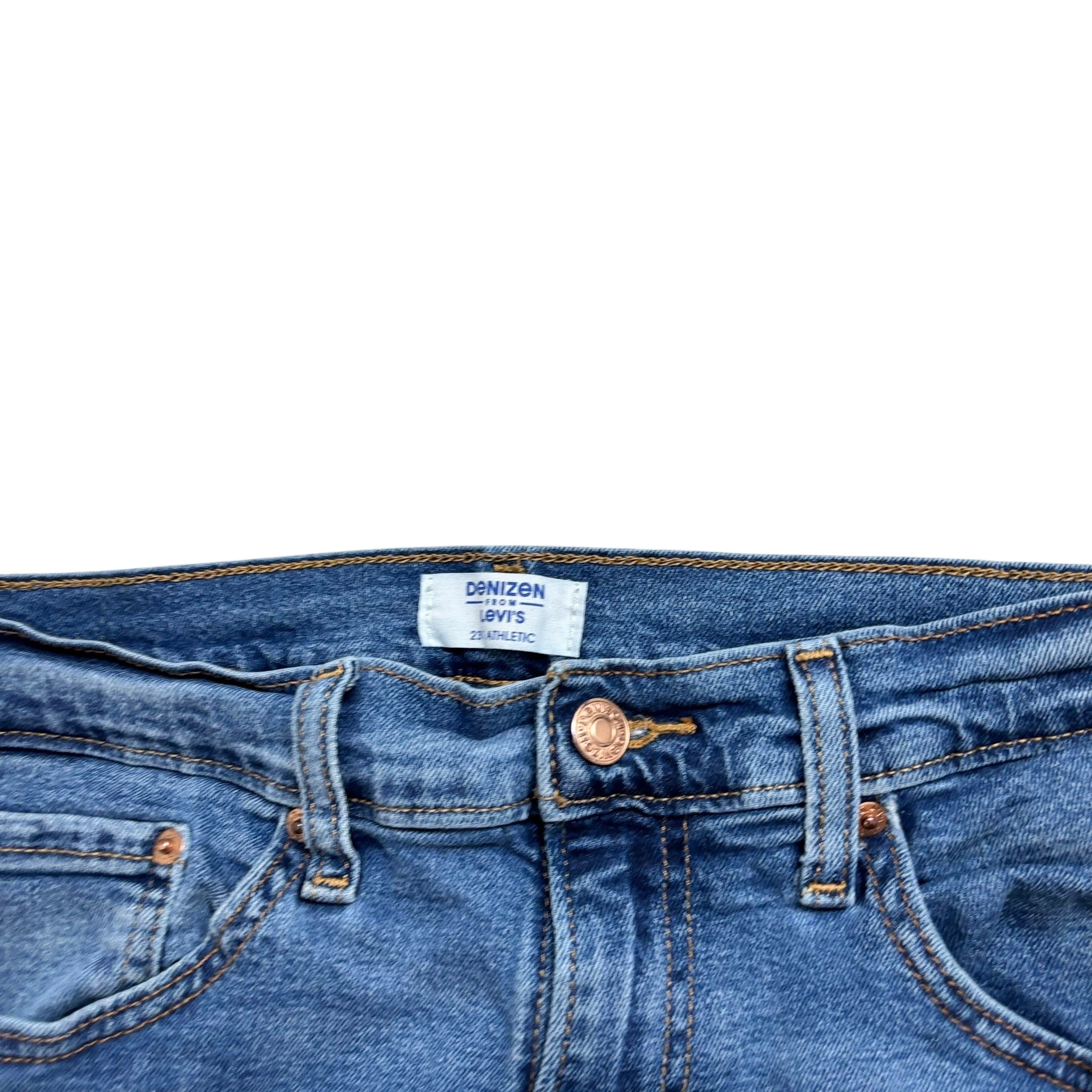 Levis Denizen Jeans W34 L29 Mens Mid Blue Athletic Tapered Fit Stretch Denim