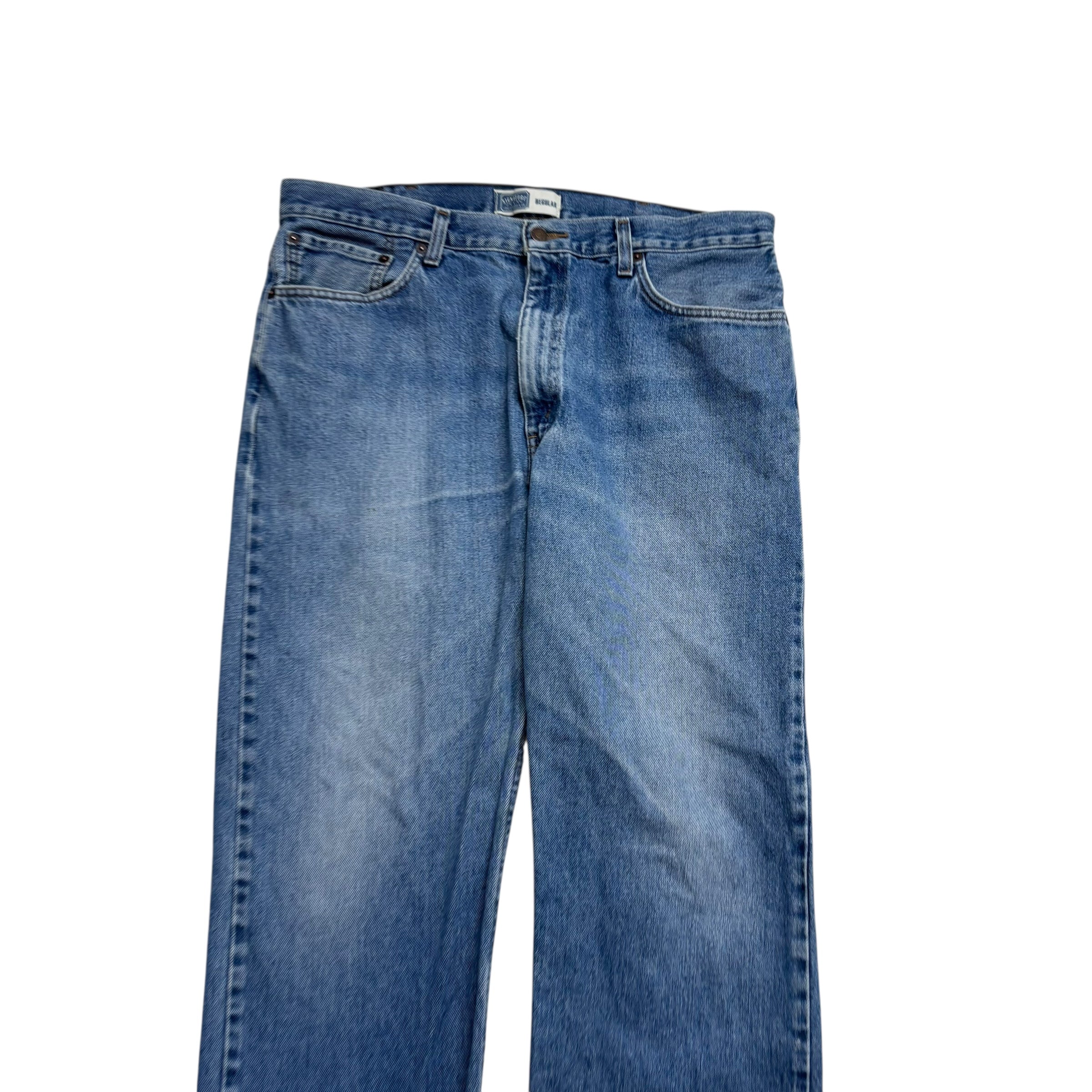 Levis Signature Jeans W36 L32 Mens Mid Blue Regular Straight Fit Denim