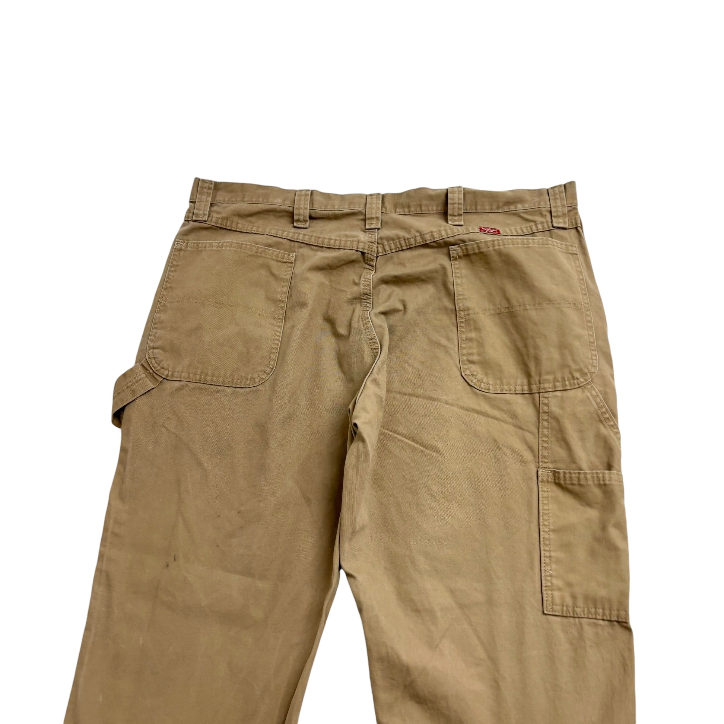 Wrangler Carpenter Pants W40 L32 Mens Brown Tan Baggy Relaxed Straight Fit