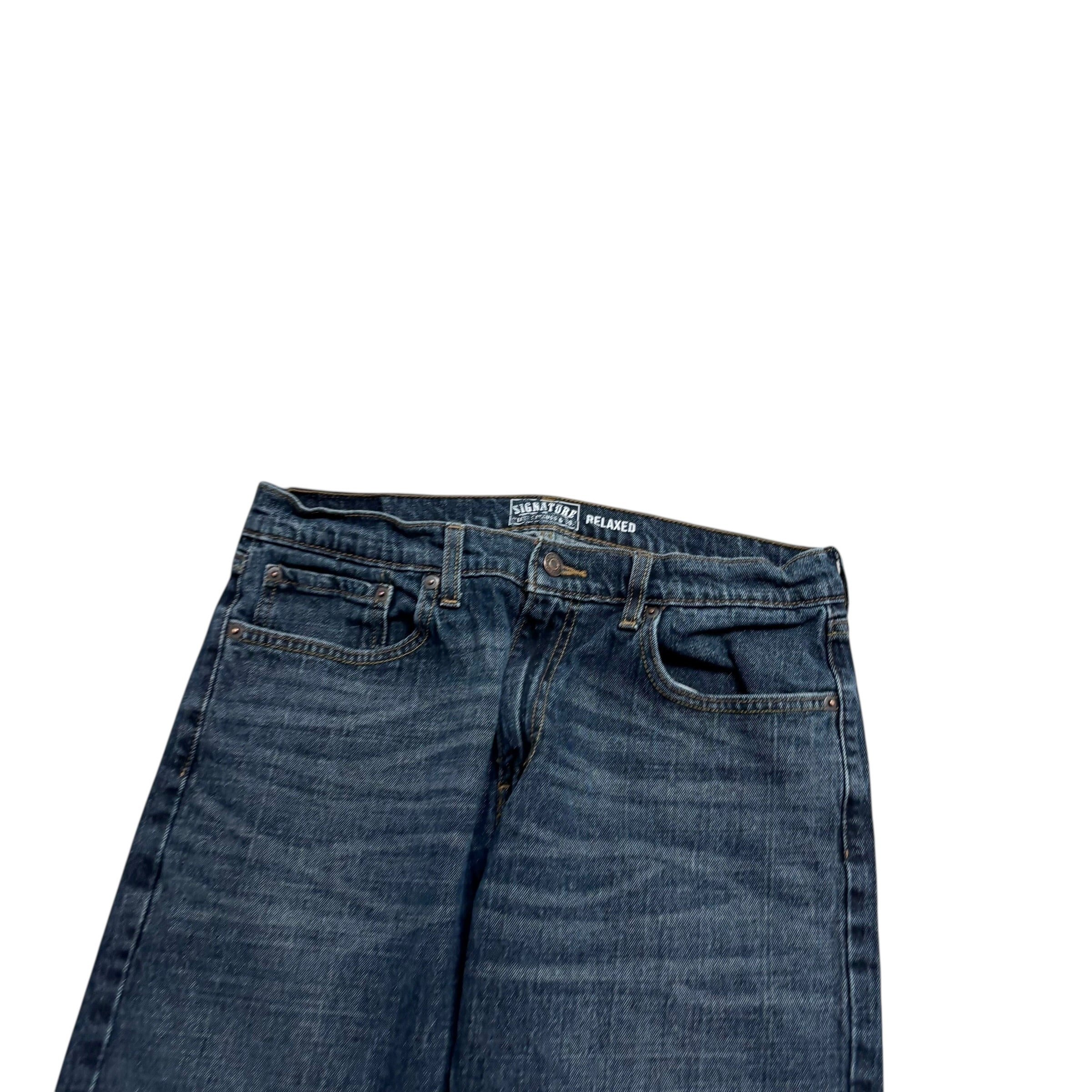 Levis Signature Jeans W32 L29 Mens Dark Blue Baggy Relaxed Fit Stretch Denim