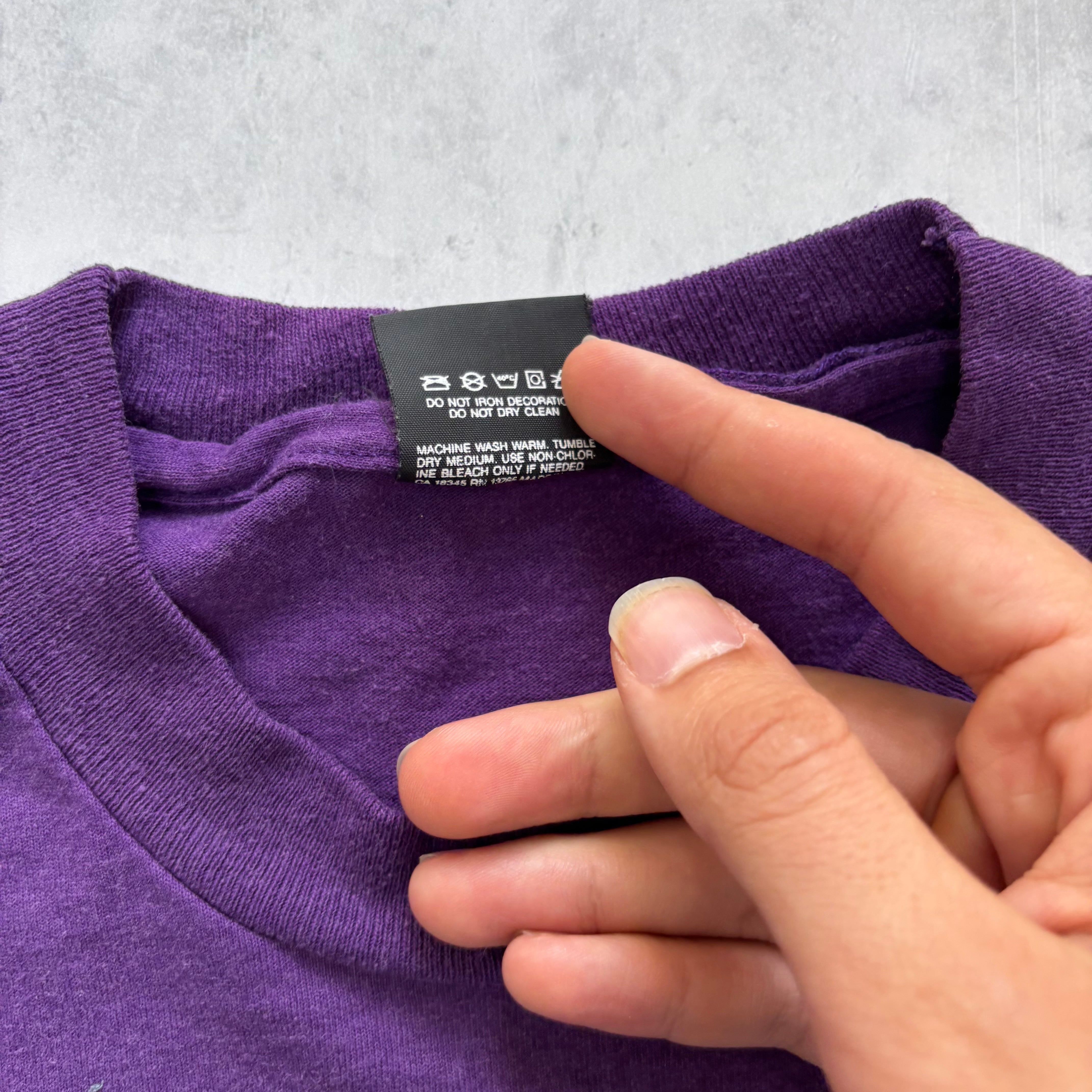 Vintage T Shirt Mens Large Purple Single Stitch Graphic Print 90s USA (E)