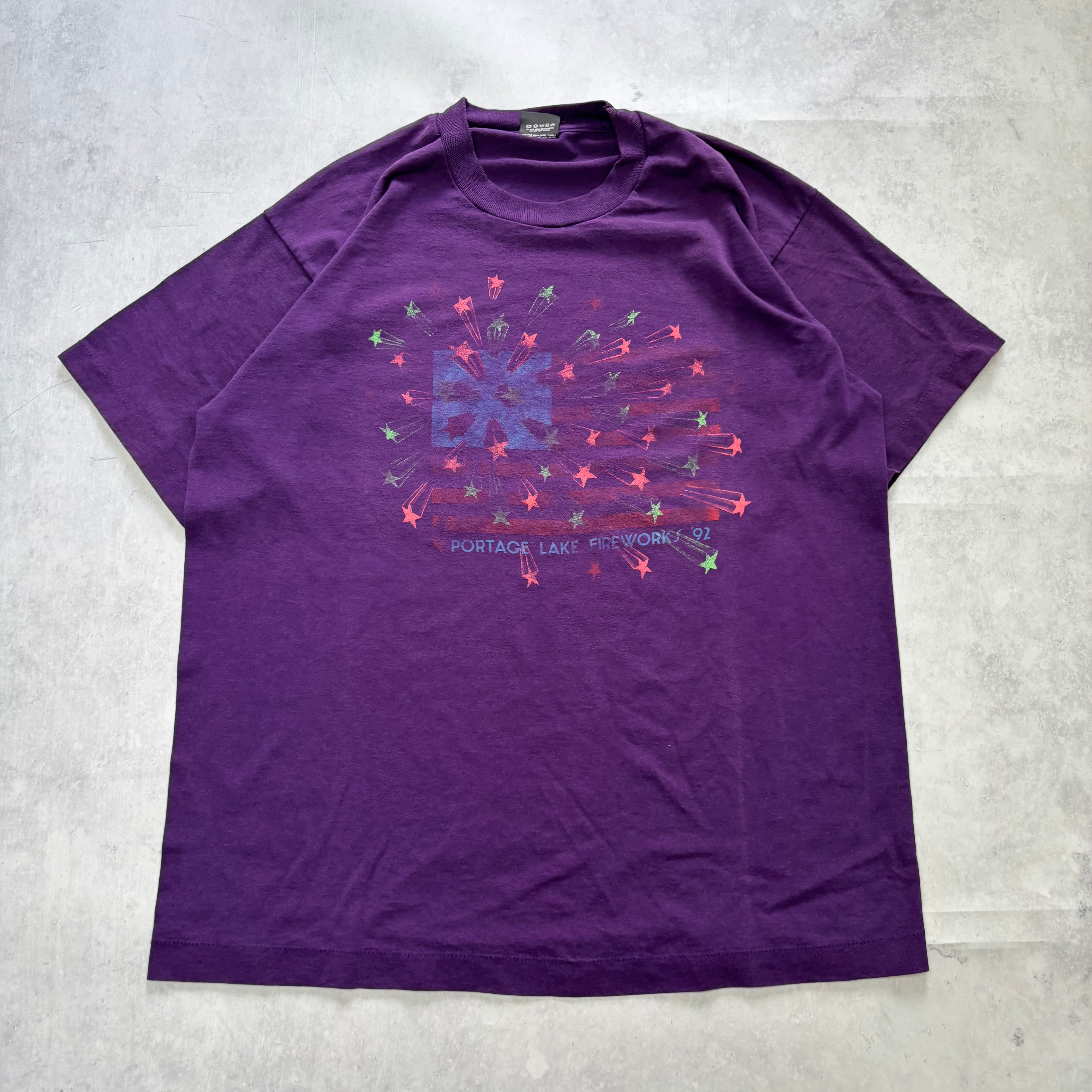 Vintage T Shirt Mens Large Purple Single Stitch Graphic Print 90s USA