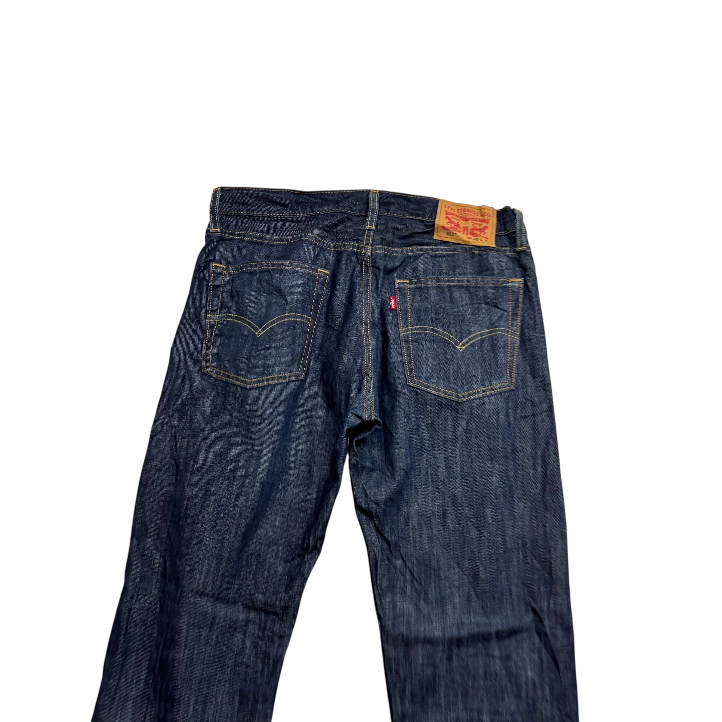 Levis 513 Jeans W32 L32 Mens Dark Blue Slim Straight Fit Denim (E)