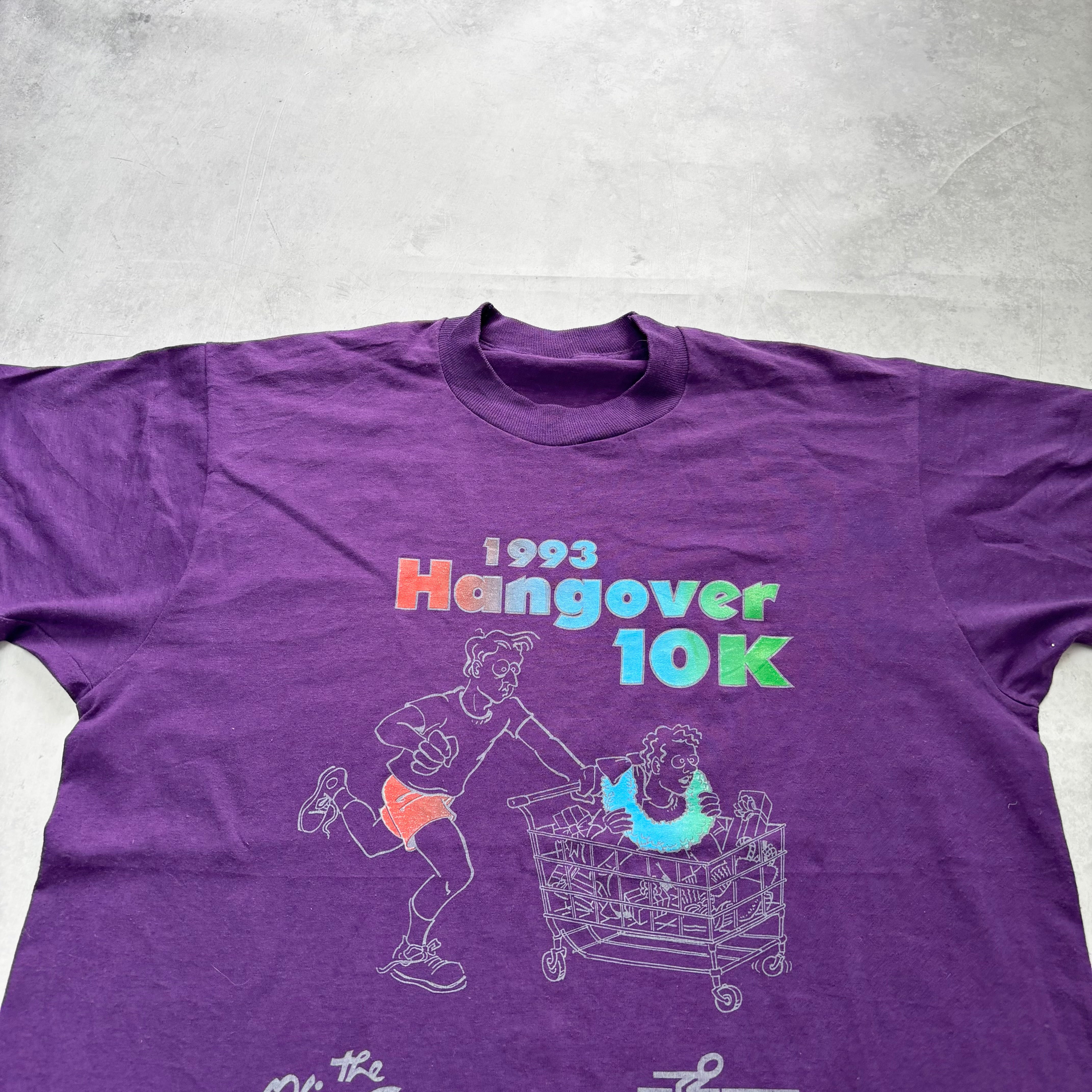 Vintage T Shirt Mens Large Purple Single Stitch Graphic Print 90s Funny (E)