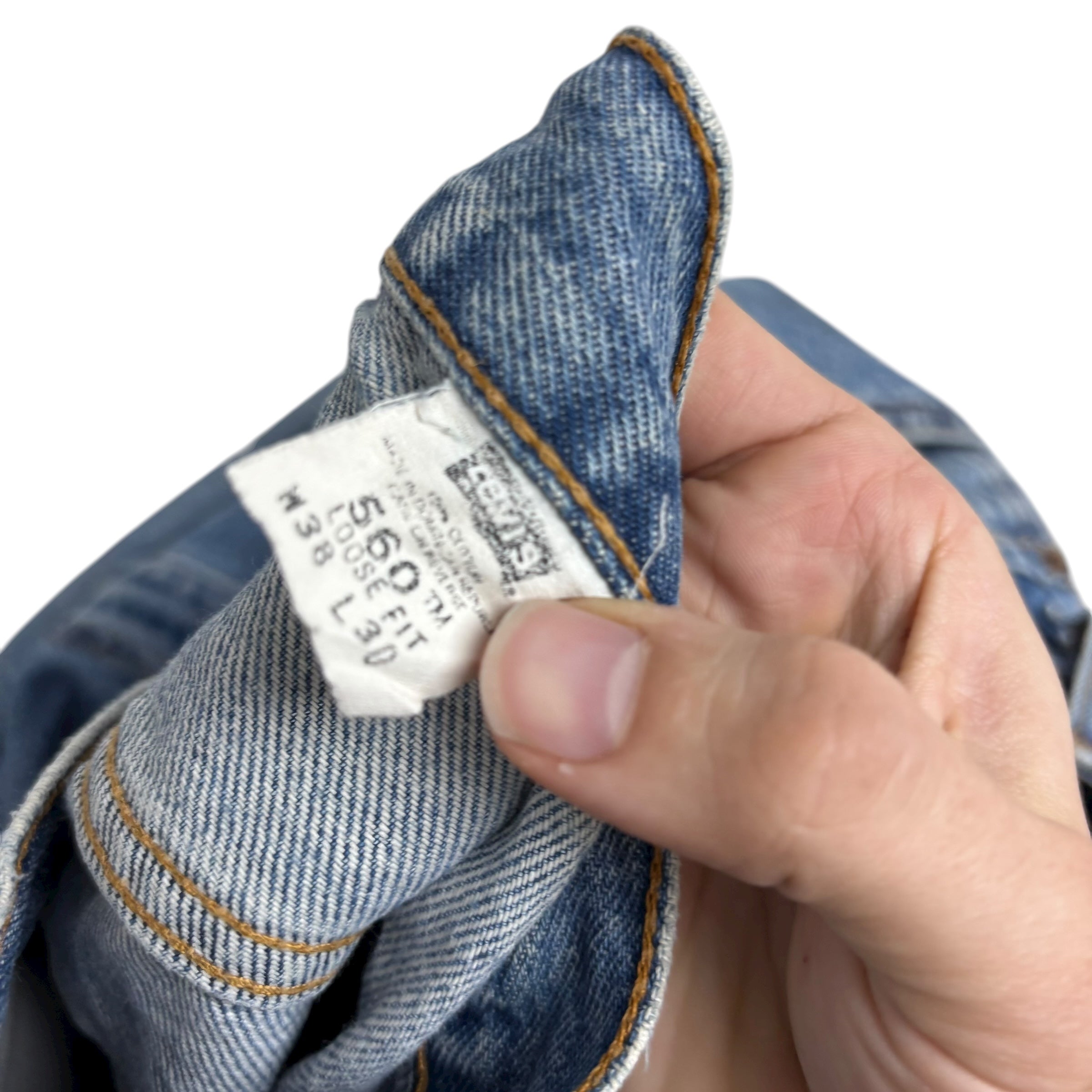 Levis 560 Jeans W38 L30 Mens Light Blue Relaxed Tapered Fit Vintage Denim