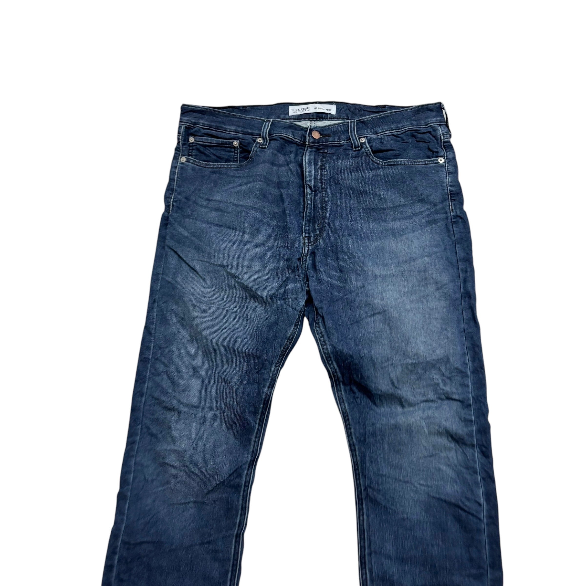 Levis Signature Jeans W38 L32 Mens Navy Blue Regular Tapered Fit Stretch (E)
