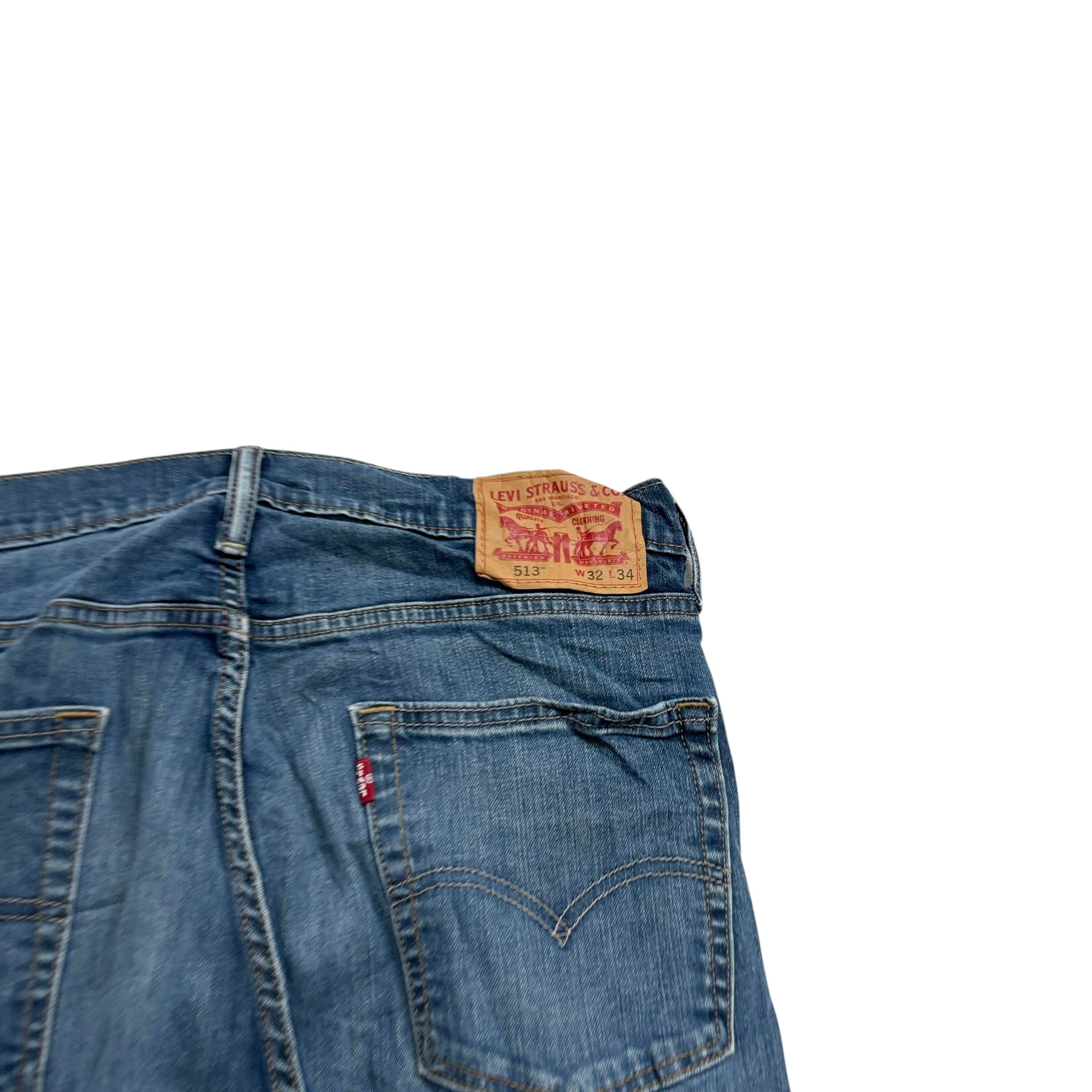 Levis 513 Jeans W32 L34 Mens Blue Slim Straight Fit Stretch Denim