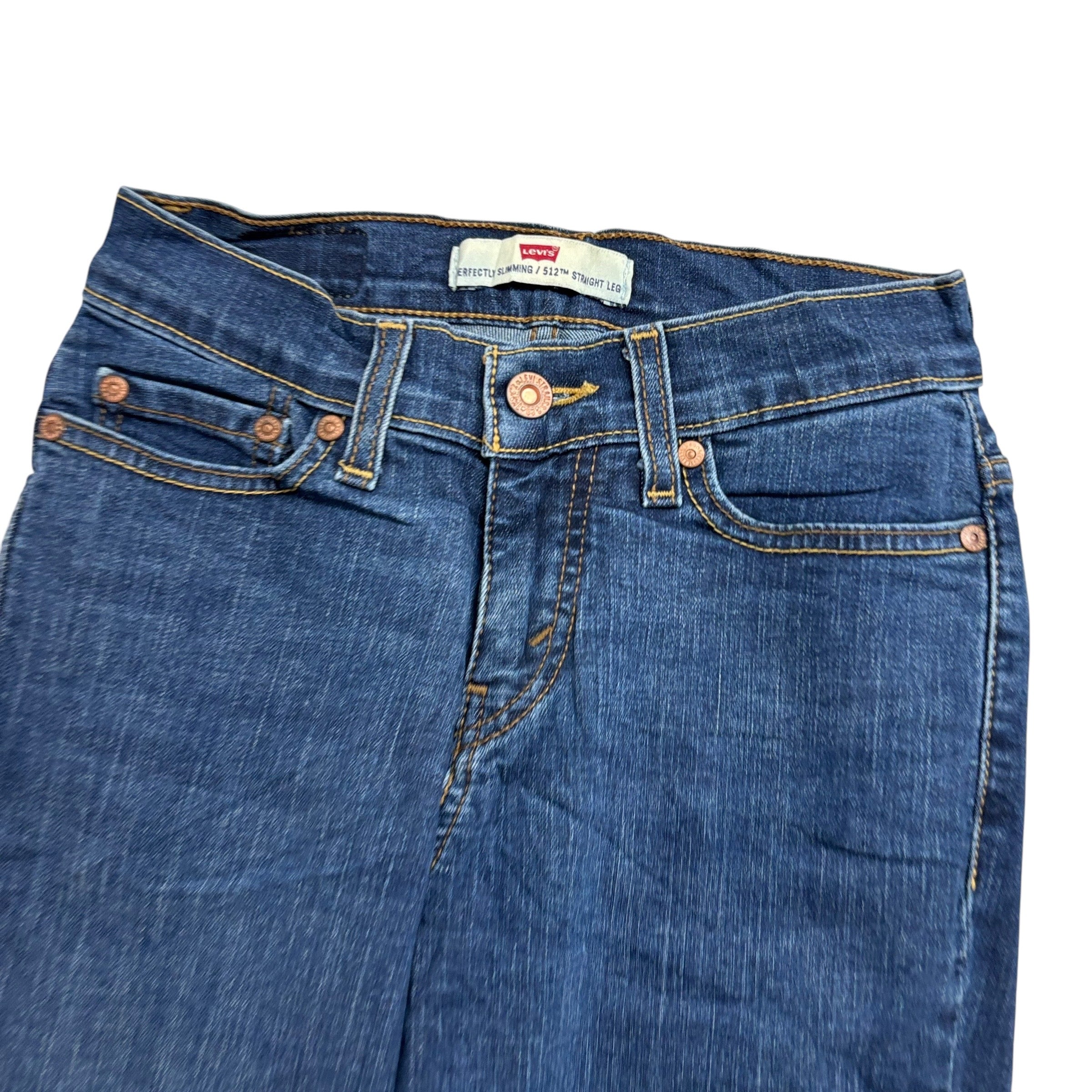 Levis 512 Jeans W24 L28 Womens Mid Blue Slimming Straight Fit Stretch Denim (E)