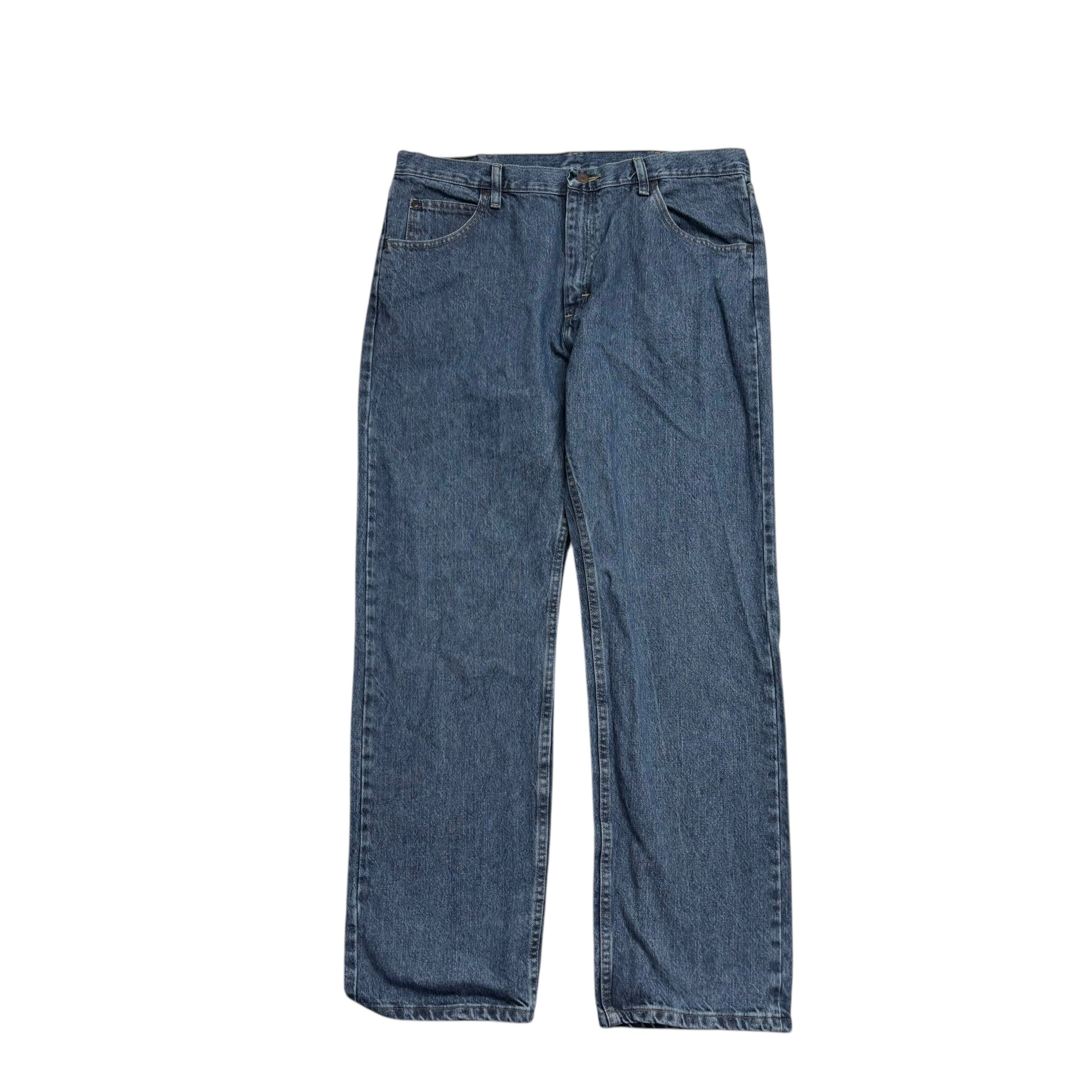Wrangler Jeans W36 L30 Mens Mid Blue Regular Straight Fit Denim (E)