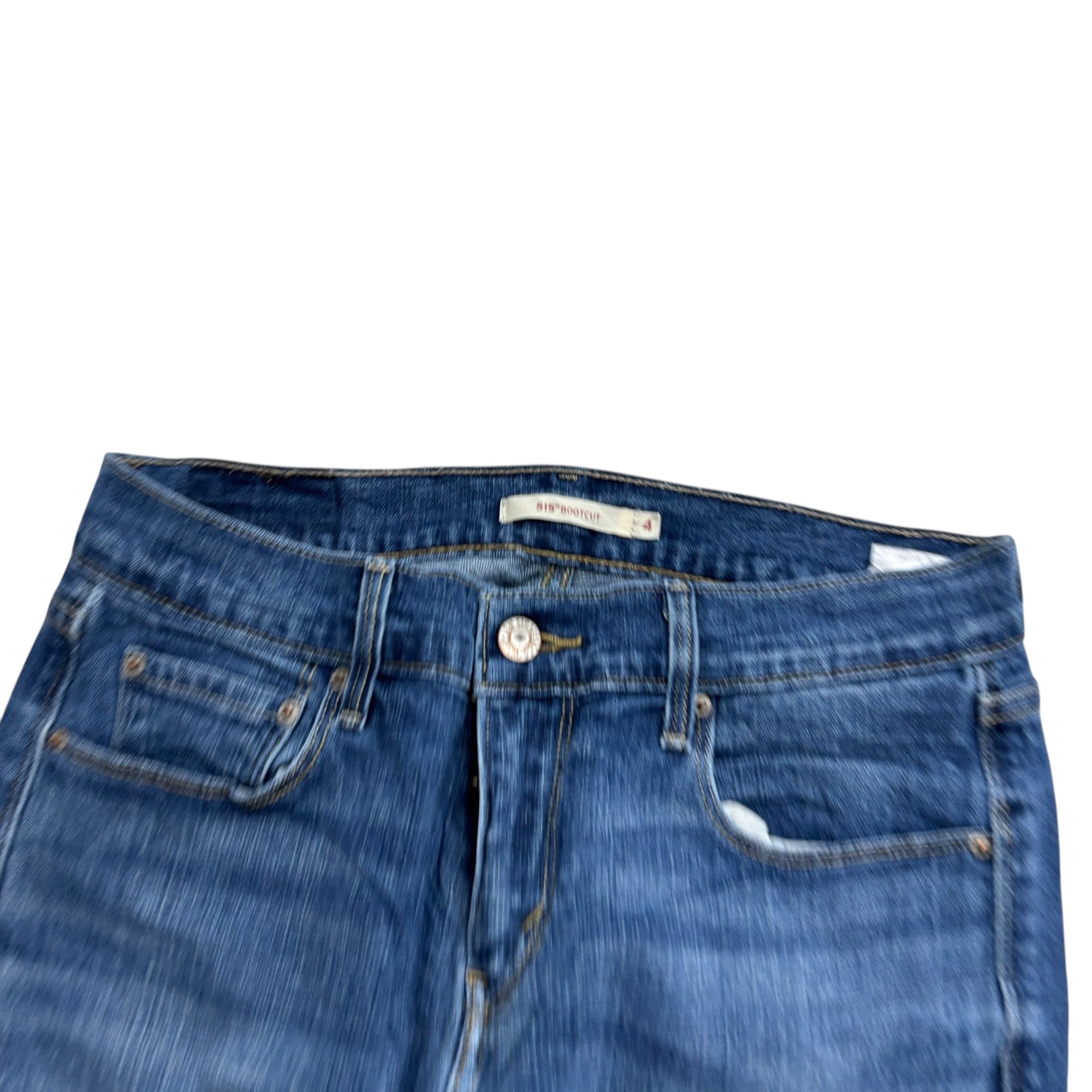 Levis 515 Jeans W27 L32 Womens Regular Bootcut Mid Blue Stretch Denim (E)