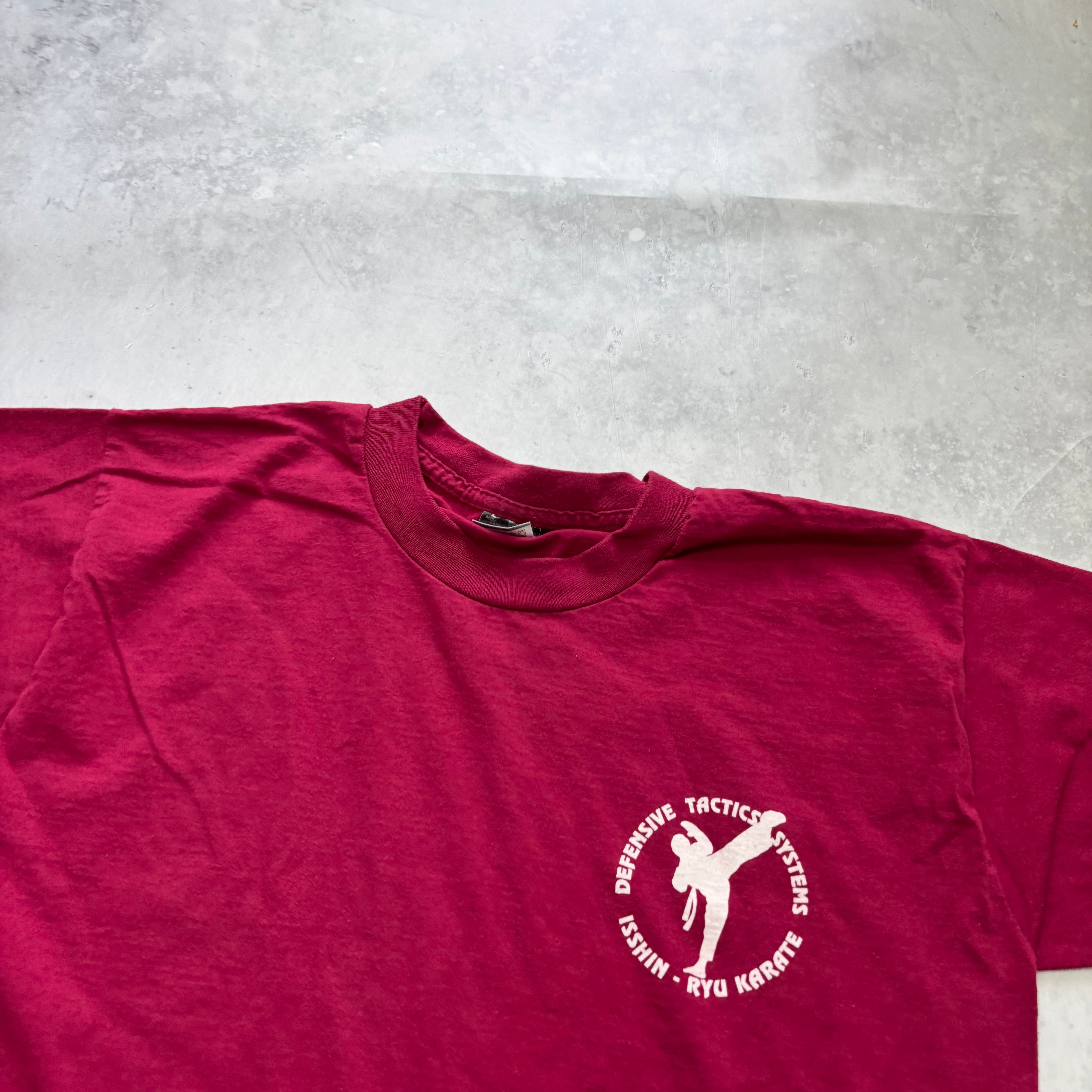 Vintage T Shirt Mens Medium Burgundy Single Stitch Graphic Print 90s USA