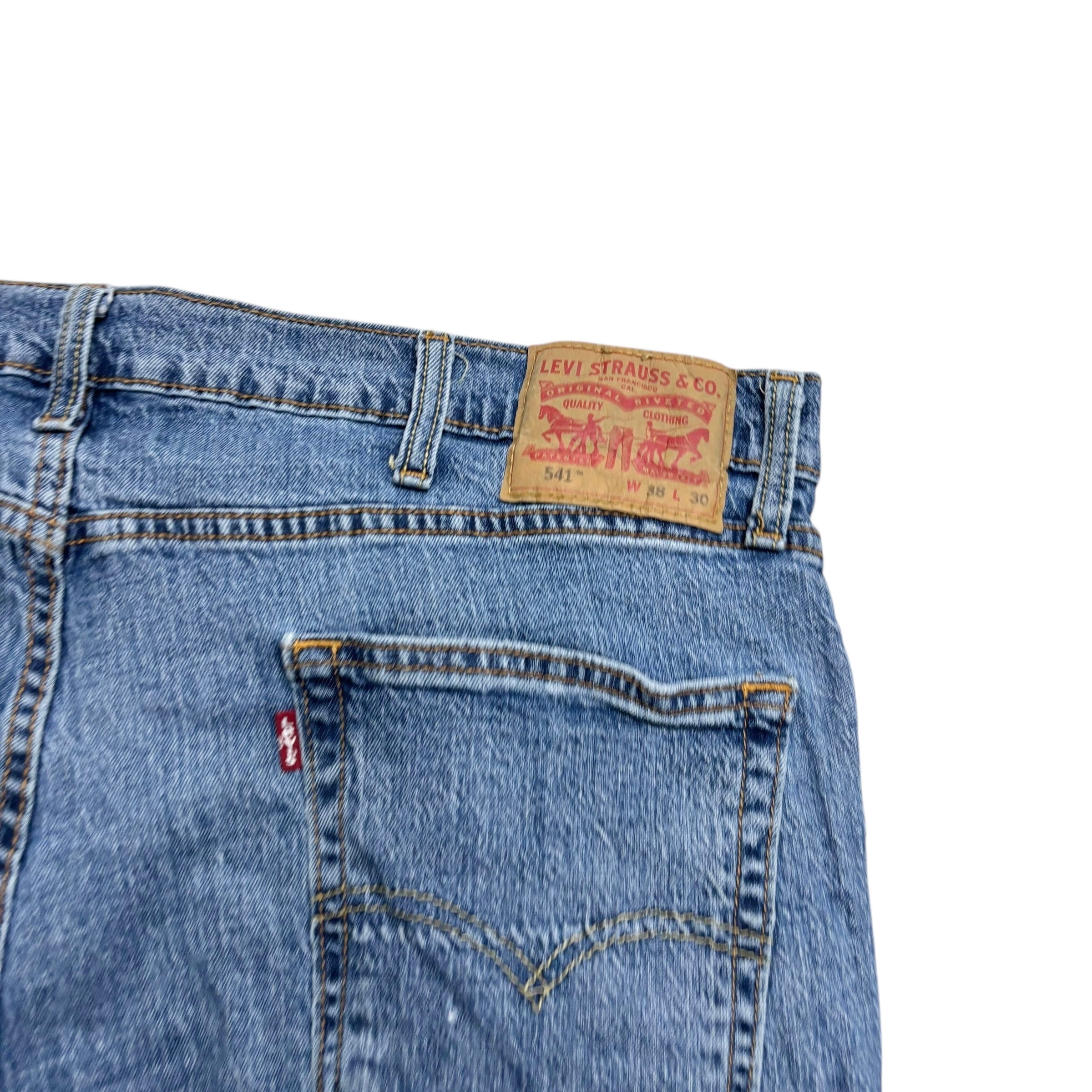 Levis 541 Jeans W38 L30 Mens Mid Blue Athletic Tapered Fit Stretch Denim