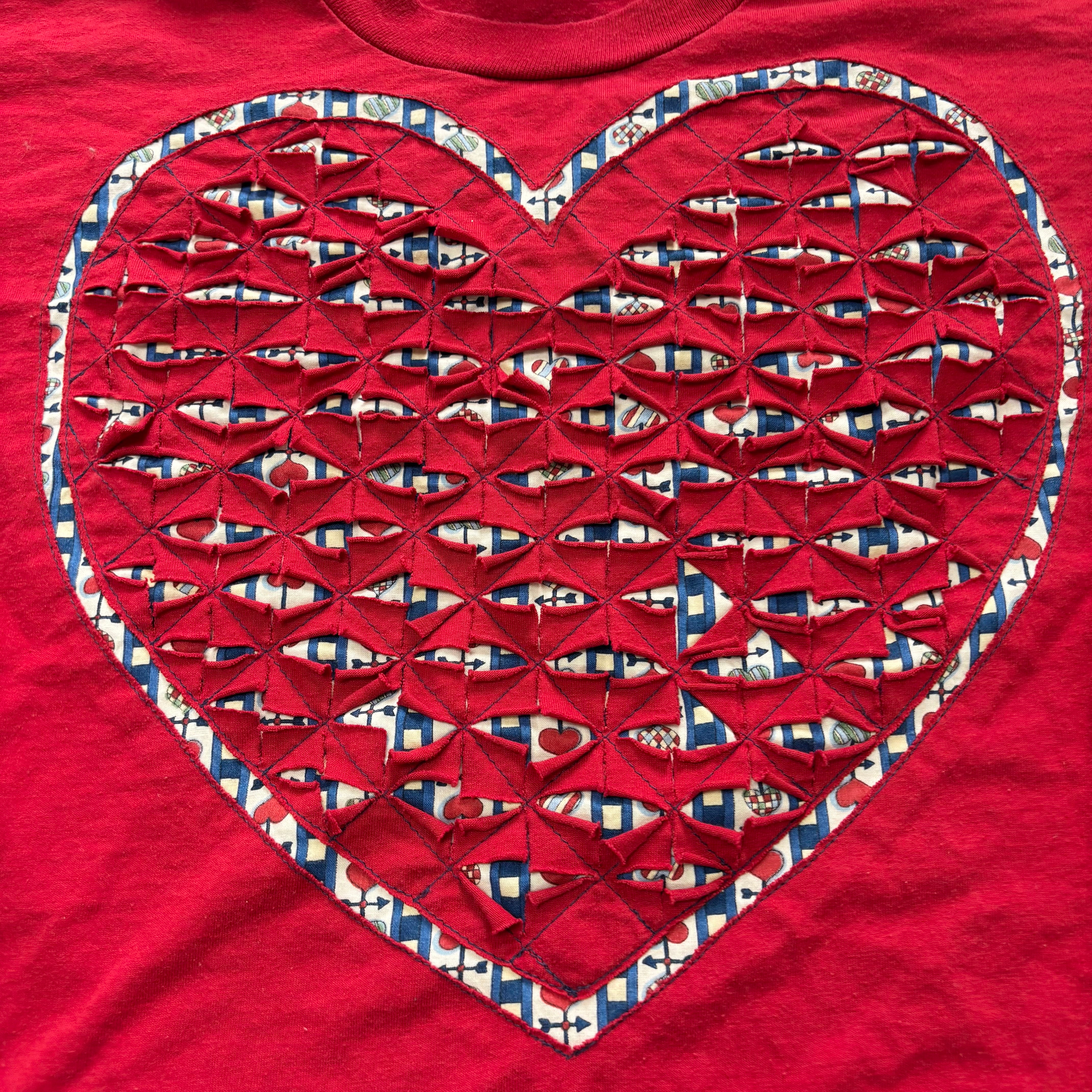 Vintage T Shirt Mens Large Red Graphic Print 90s Heart Love (E)