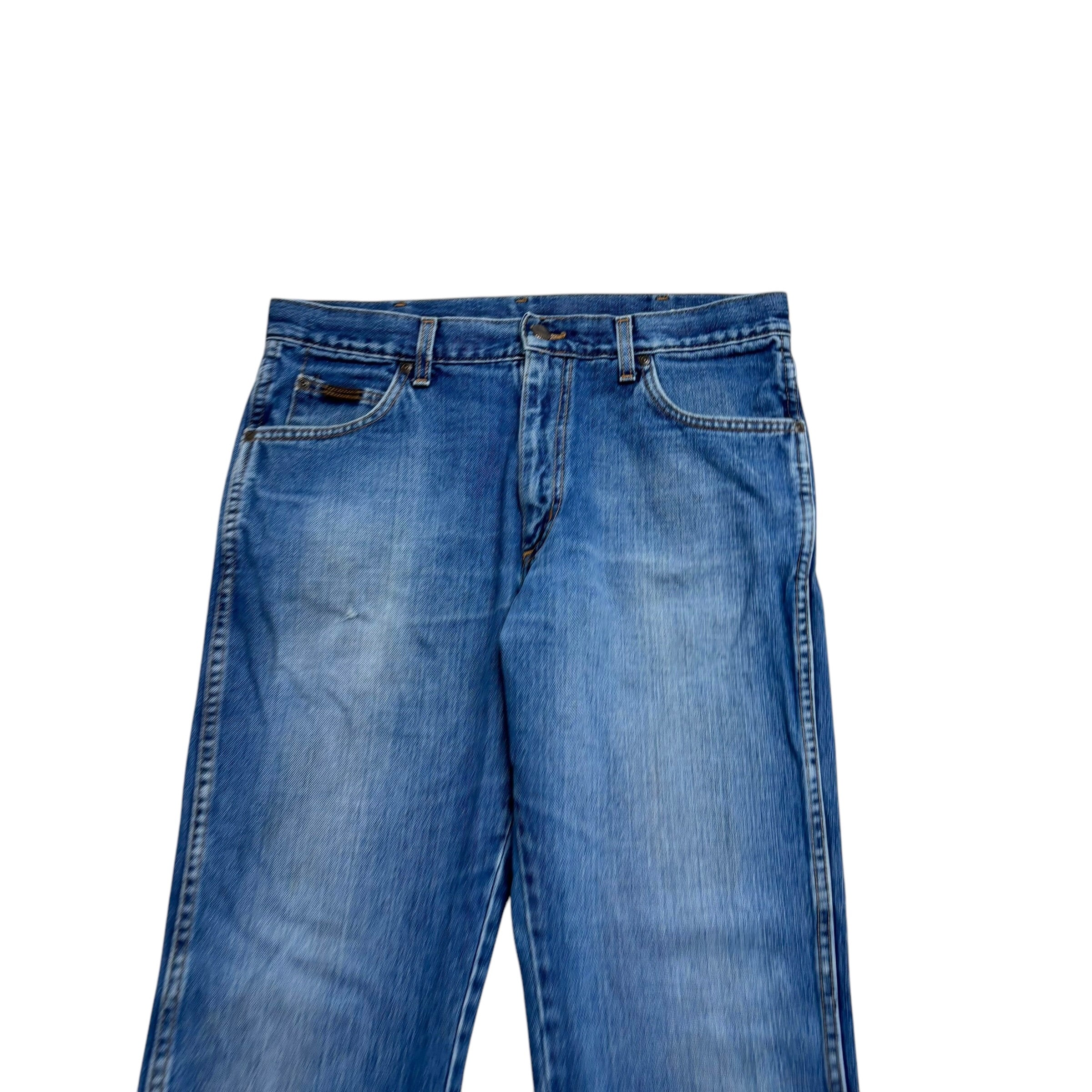 Wrangler Texas Jeans W33 L30 Mens Mid Blue Regular Straight Fit Denim (F)