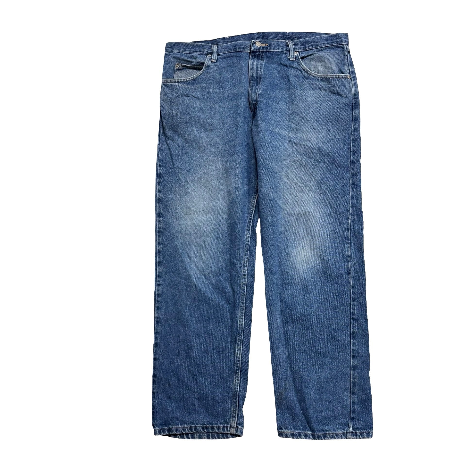 Wrangler Jeans W40 L30 Mens Mid Blue Relaxed Straight Fit Denim