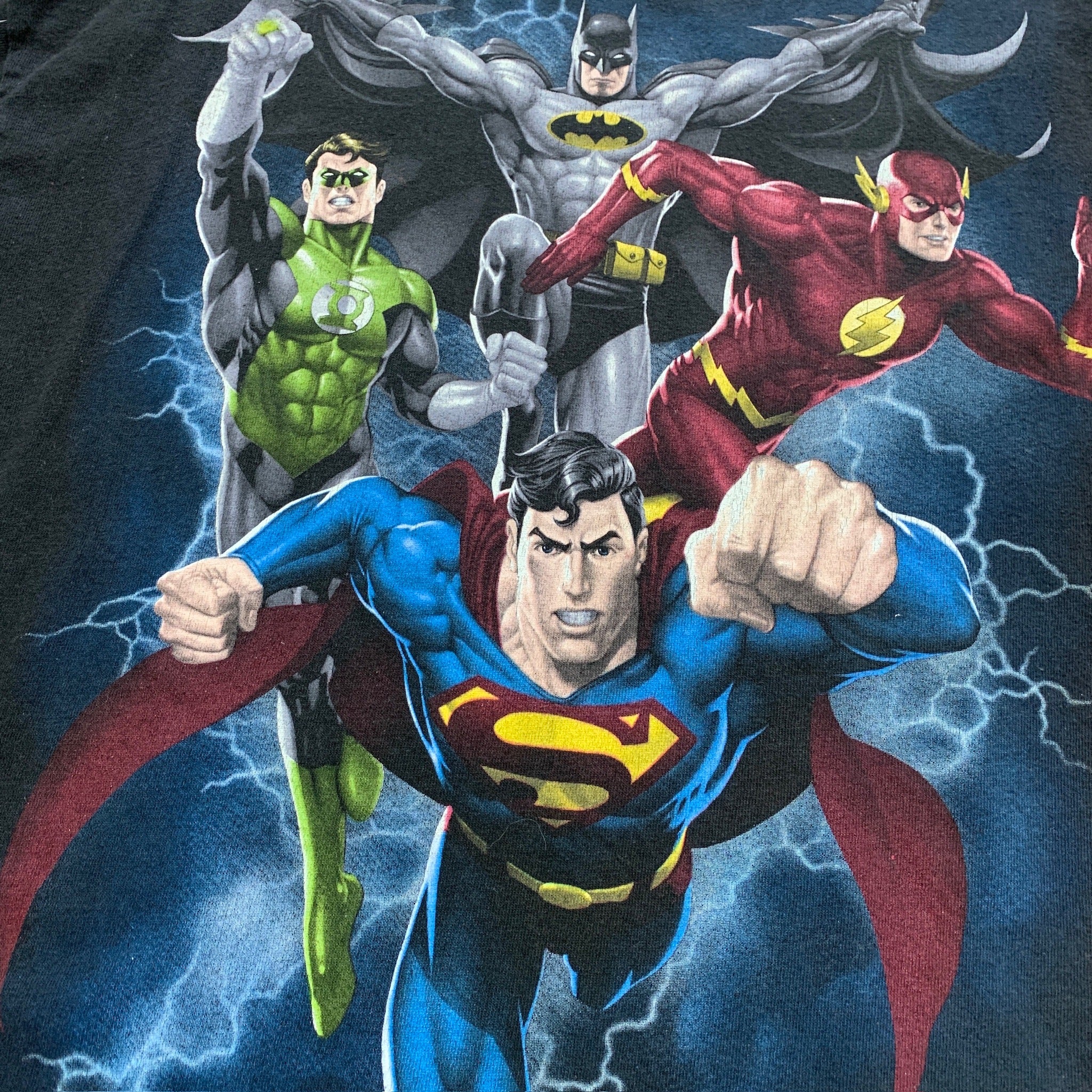 Vintage T Shirt Mens XL Black DC Justice League Graphic Print Y2K