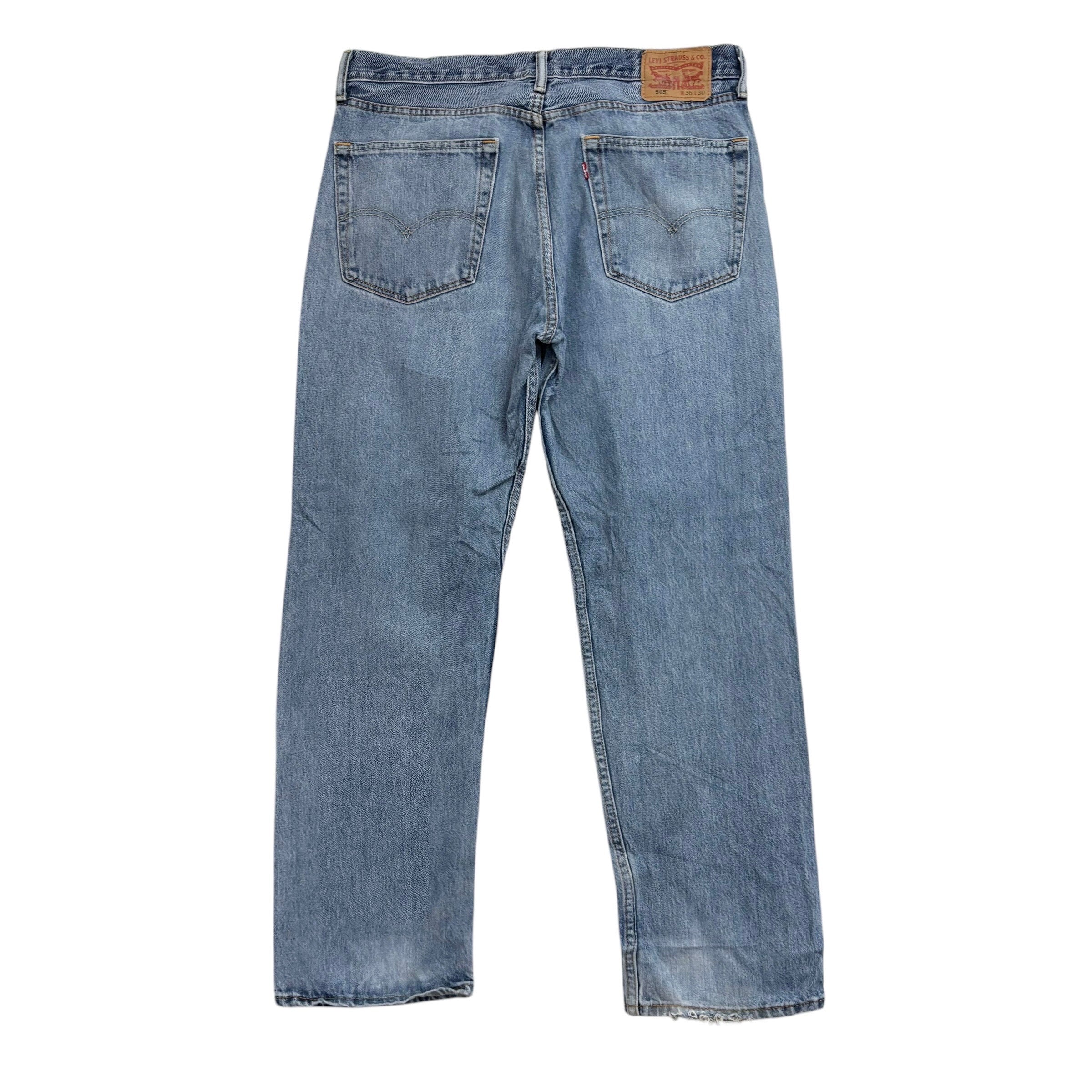 Levis 505 Jeans W36 L30 Mens Light Blue Regular Straight Fit Denim (F)