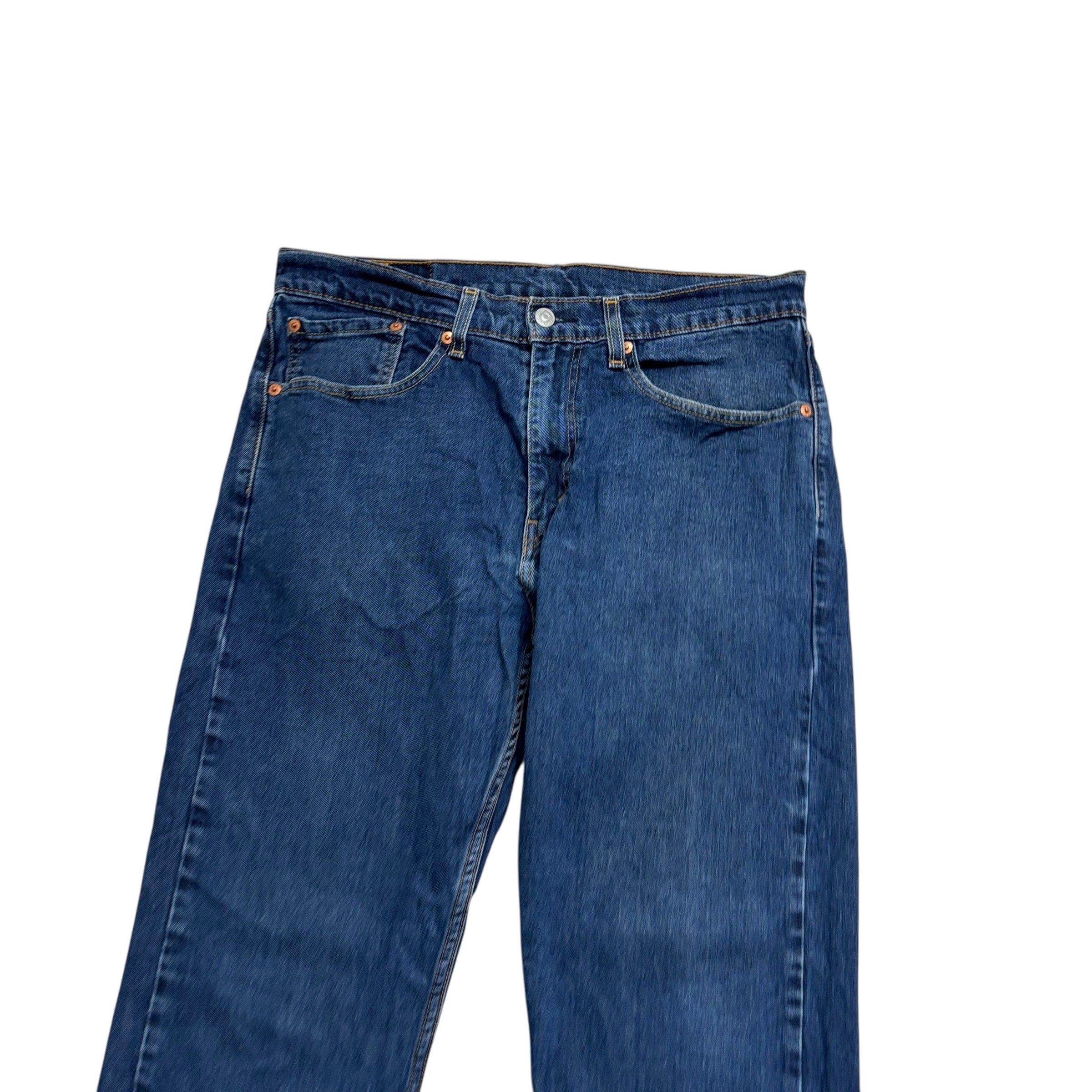 Levis 505 Jeans W34 L30 Mens Mid Blue Regular Straight Fit Stretch Denim (E)