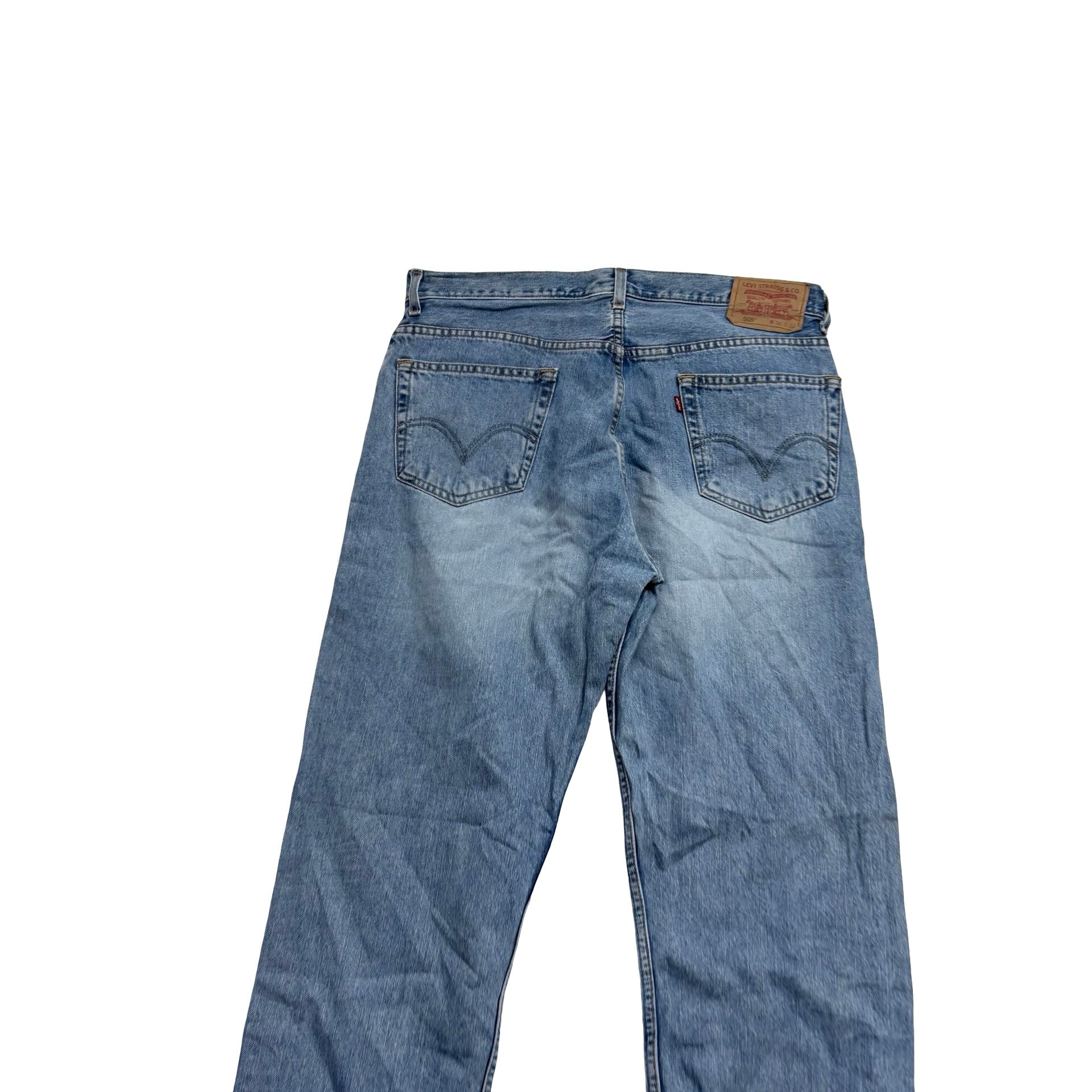 Levis 505 Jeans W36 L32 Mens Light Blue Regular Straight Fit Vintage Denim (E)