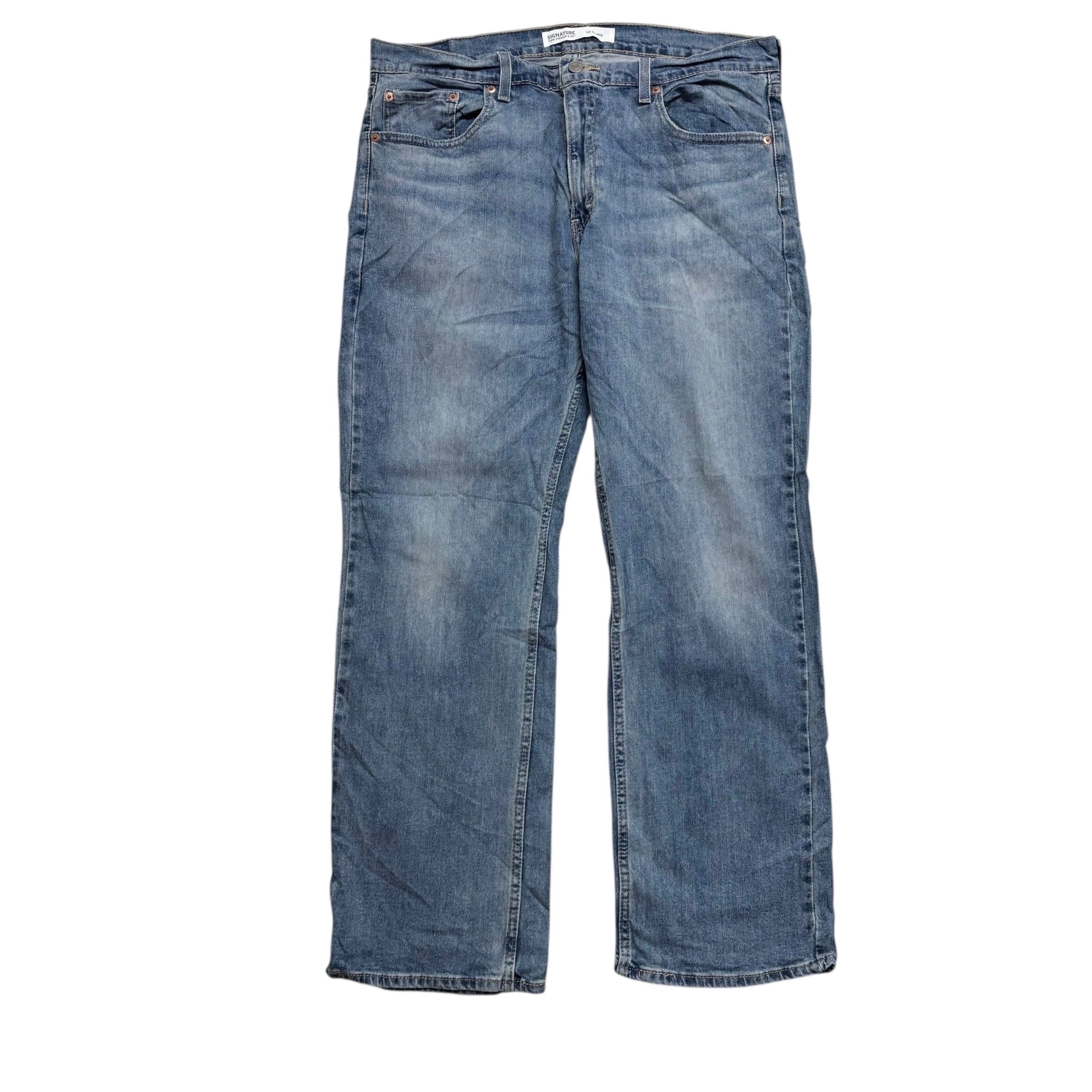 Levis Signature Jeans W36 L30 Mens Mid Blue Baggy Relaxed Fit Stretch Denim (E)