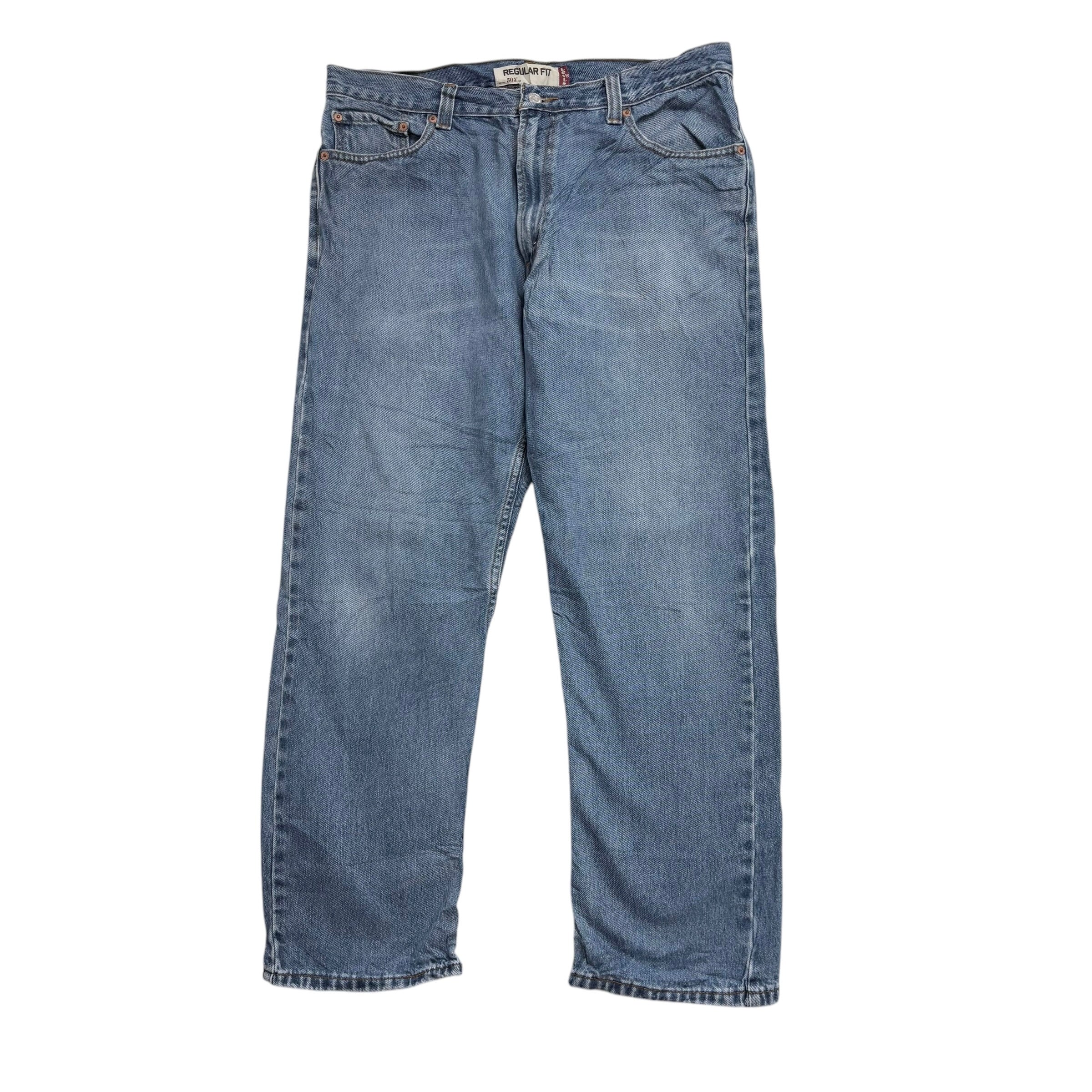 Levis 505 Jeans W36 L30 Mens Light Blue Regular Straight Fit Vintage Denim