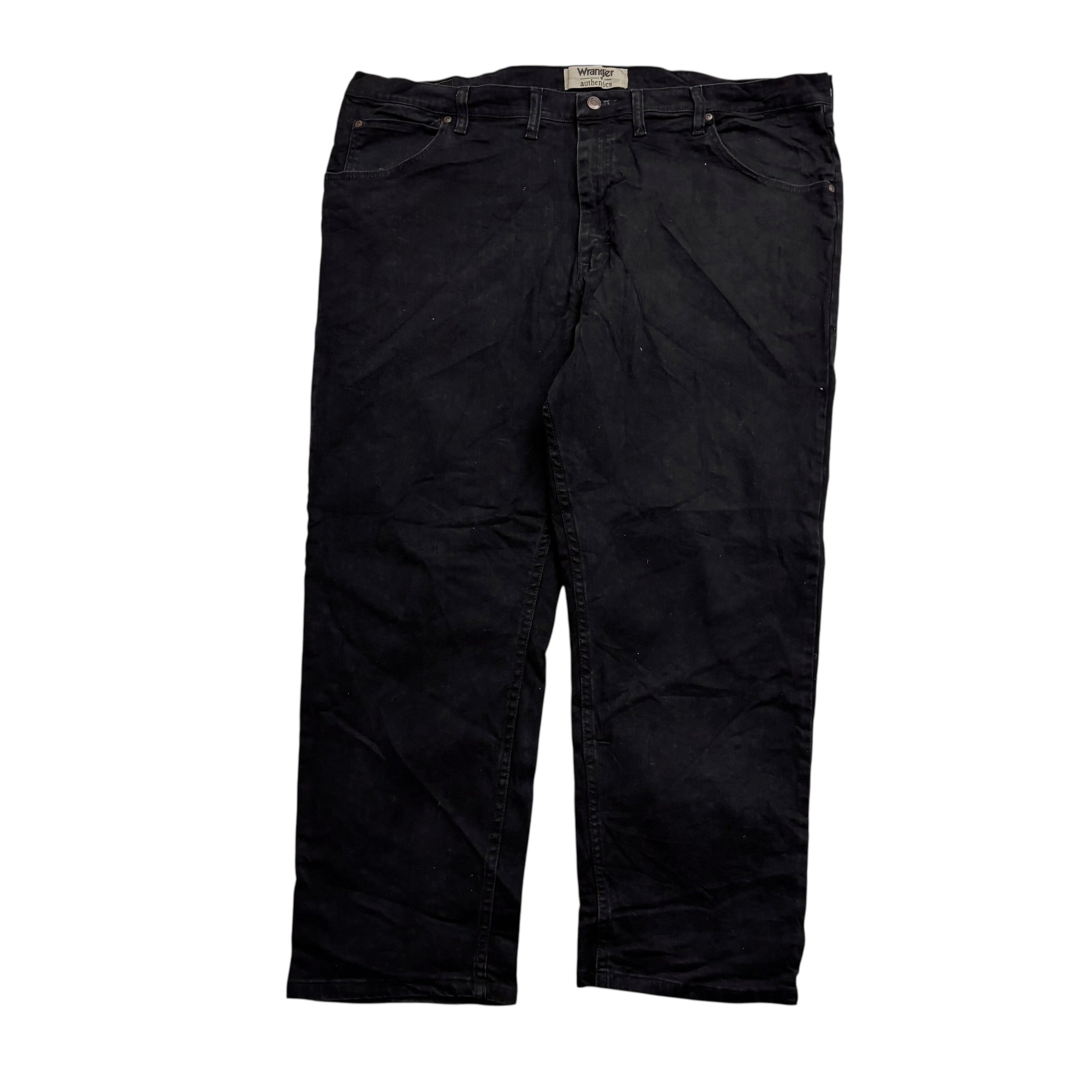 Wrangler Jeans W44 L28 Mens Black Baggy Relaxed Straight Fit Stretch Denim (E)
