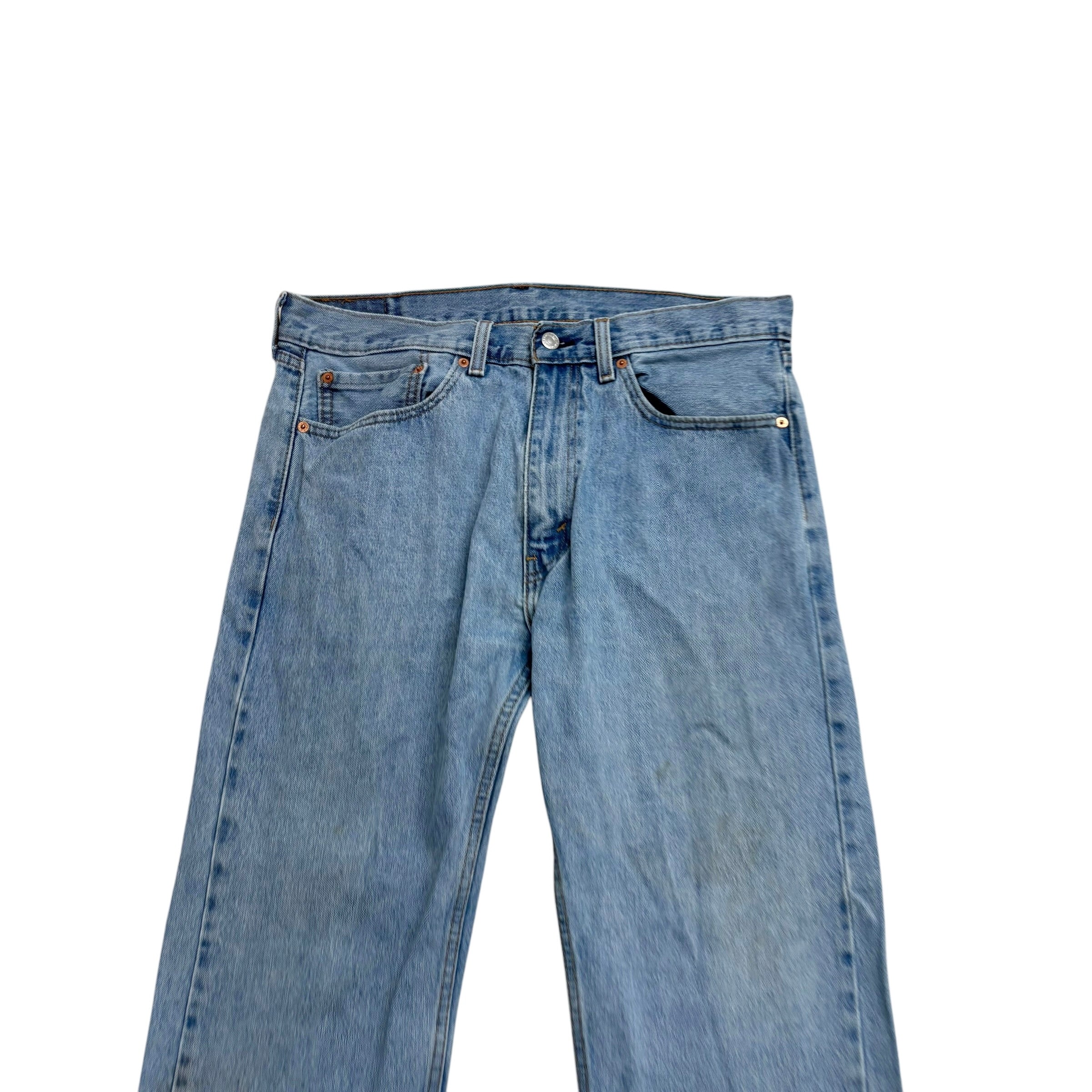 Levis 505 Jeans W36 L30 Mens Light Blue Regular Straight Fit Denim (F)