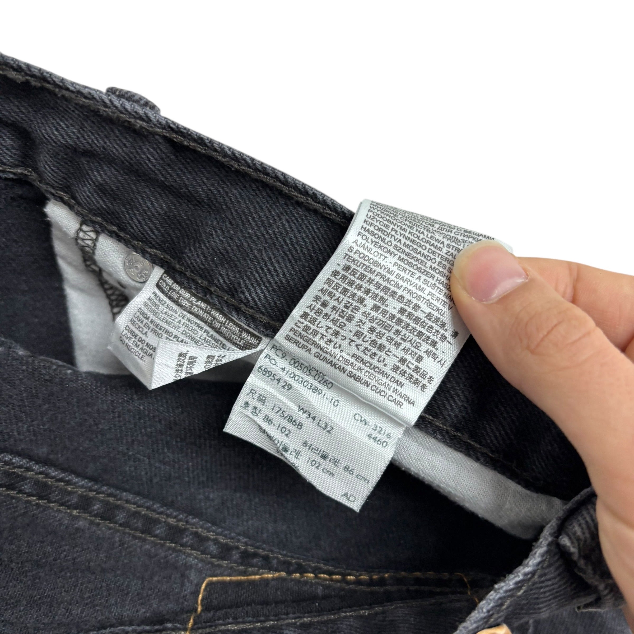 Levis 505 Jeans W34 L32 Mens Black Regular Straight Fit Denim