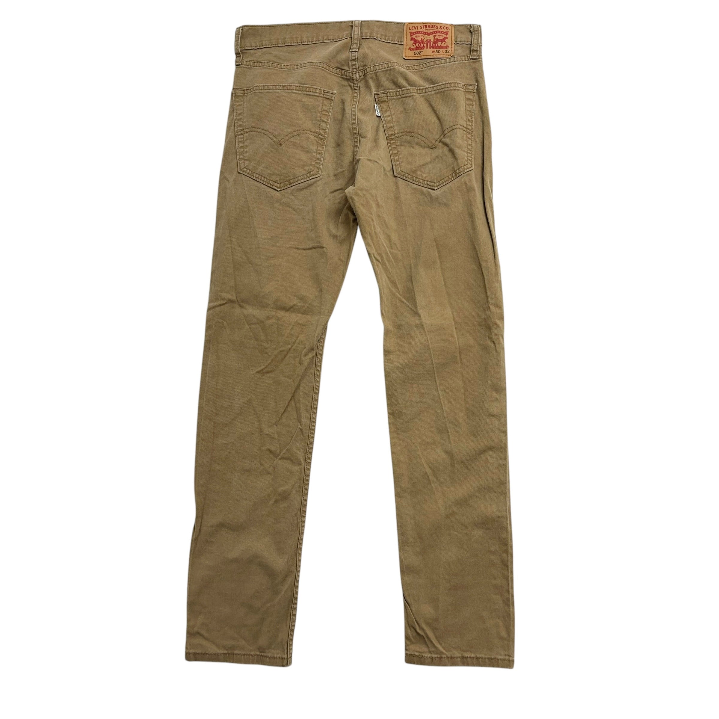 Levis 502 Trousers W30 L30 Mens Tan Regular Tapered Fit Stretch Cotton Pants