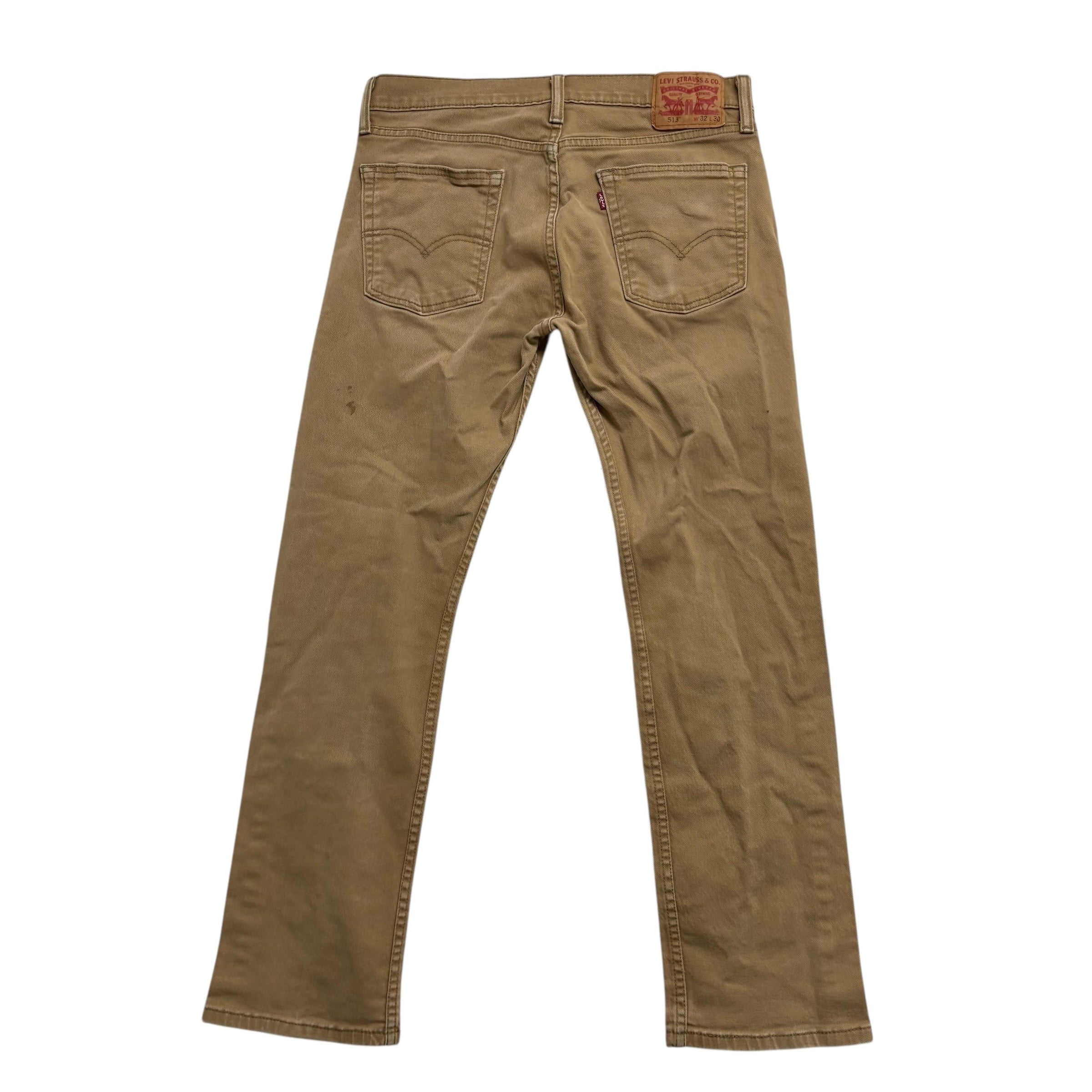 Levis 513 Jeans W32 L29 Mens Beige Tan Slim Straight Fit Stretch Denim