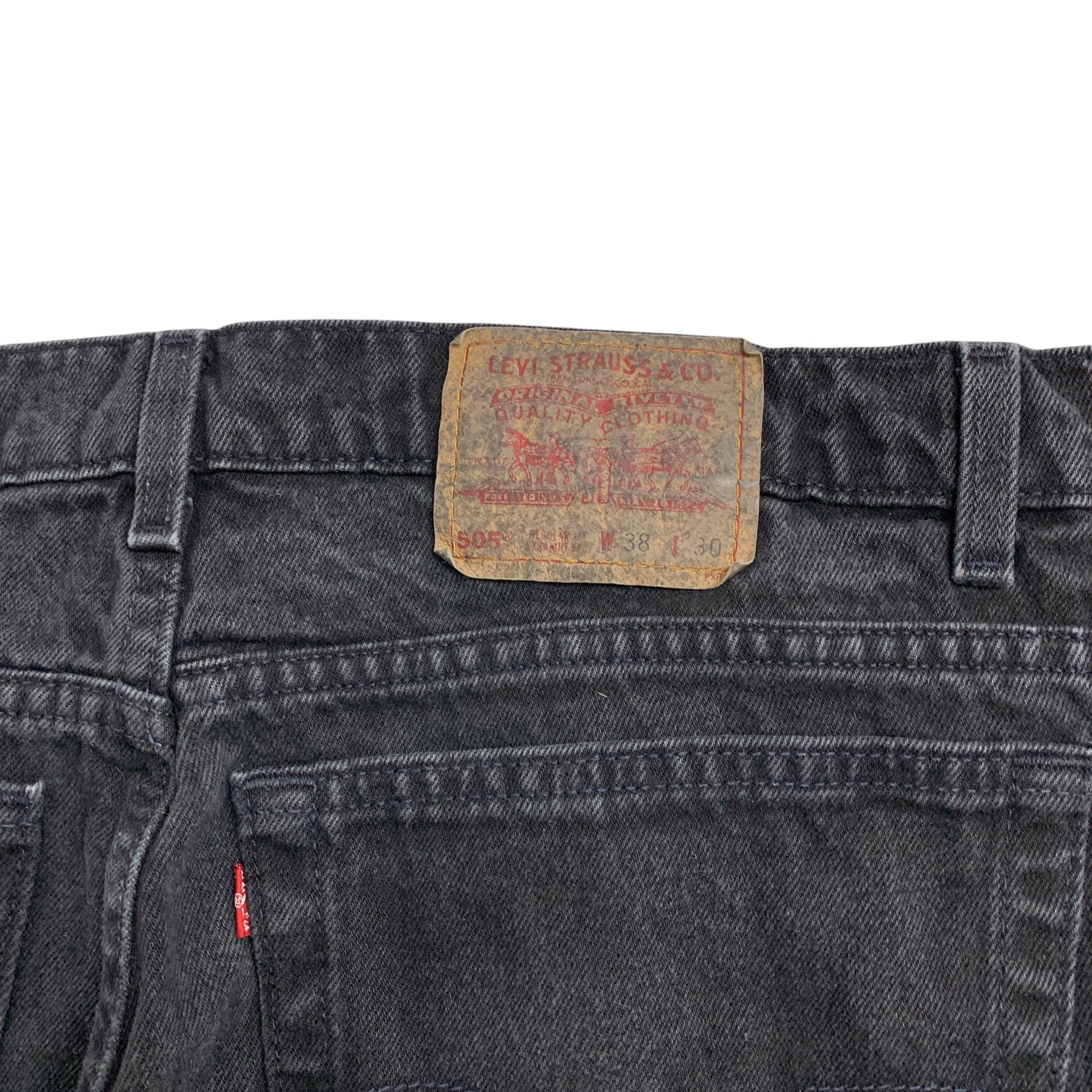 Levis 505 Jeans W36 L30 Mens Black Regular Straight Fit Vintage Denim