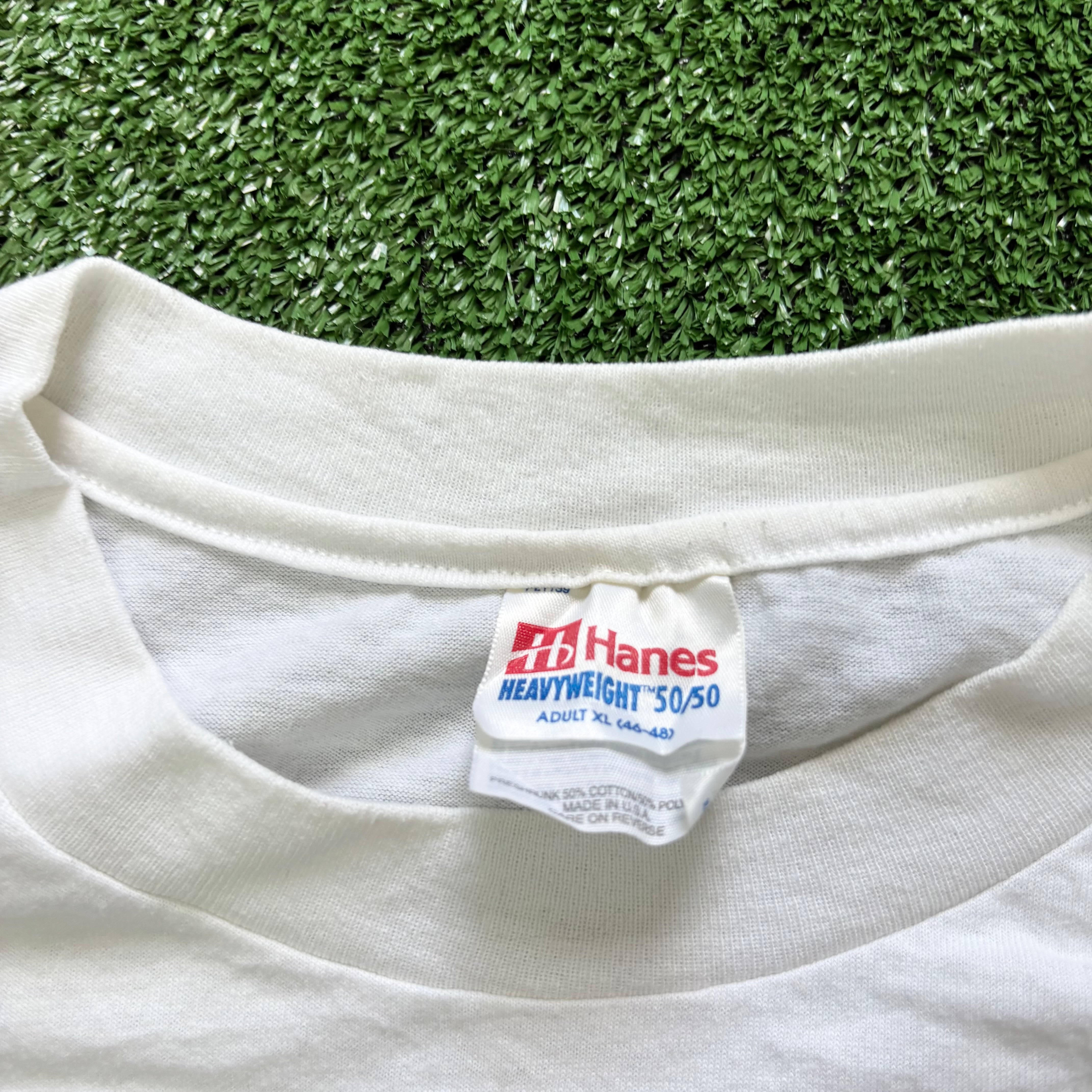 Vintage T Shirt Mens XL White Single Stitch Graphic Print 90s Baseball (E)
