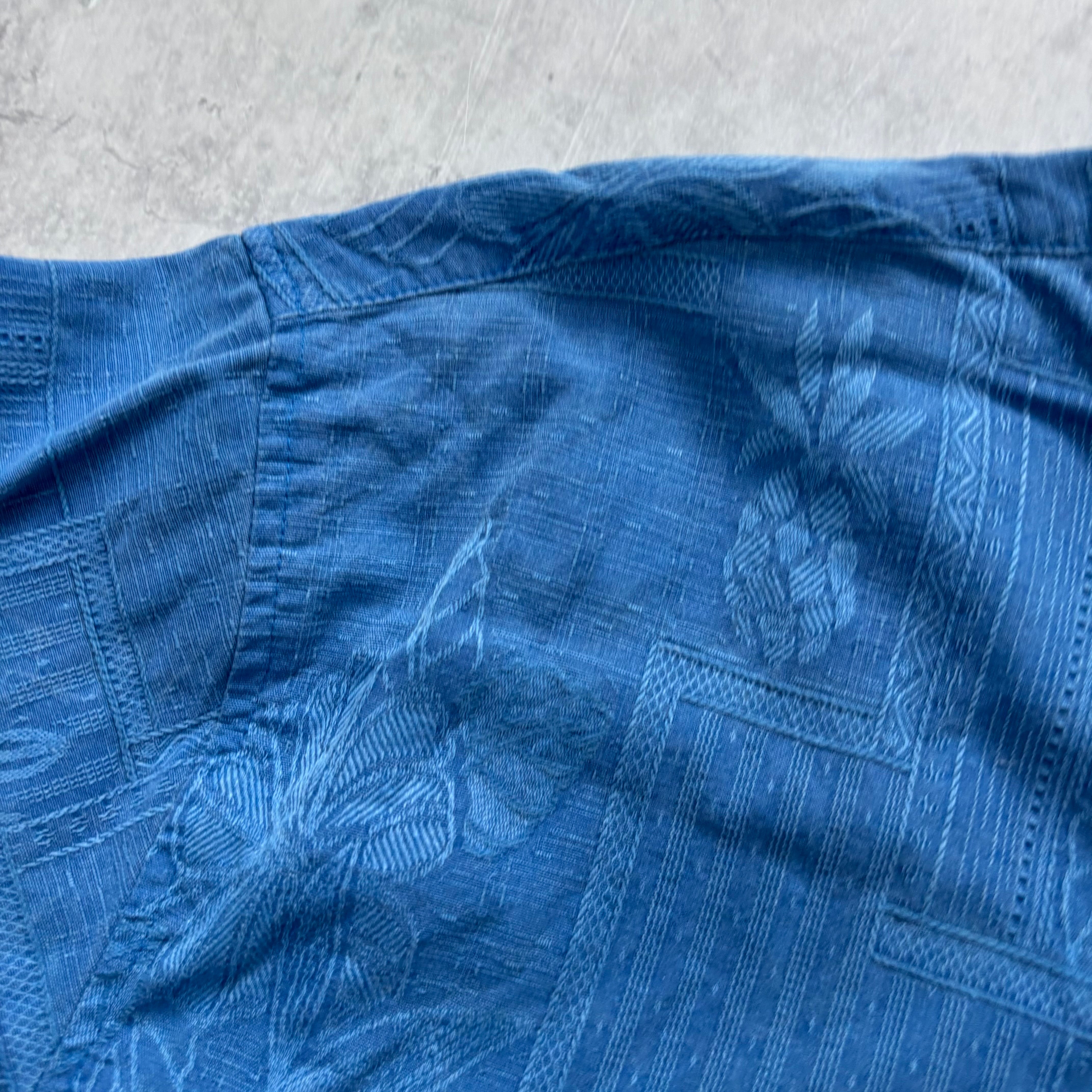 Vintage Hawaiian Shirt Mens XL Blue Floral Aloha Short Sleeve Silk (E)