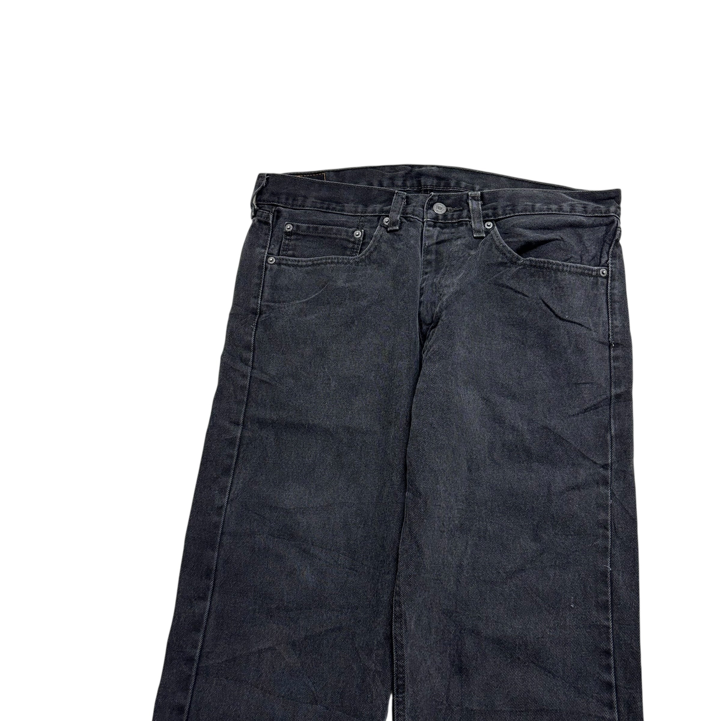 Levis 505 Jeans W36 L30 Mens Black Regular Straight Fit Denim (E)