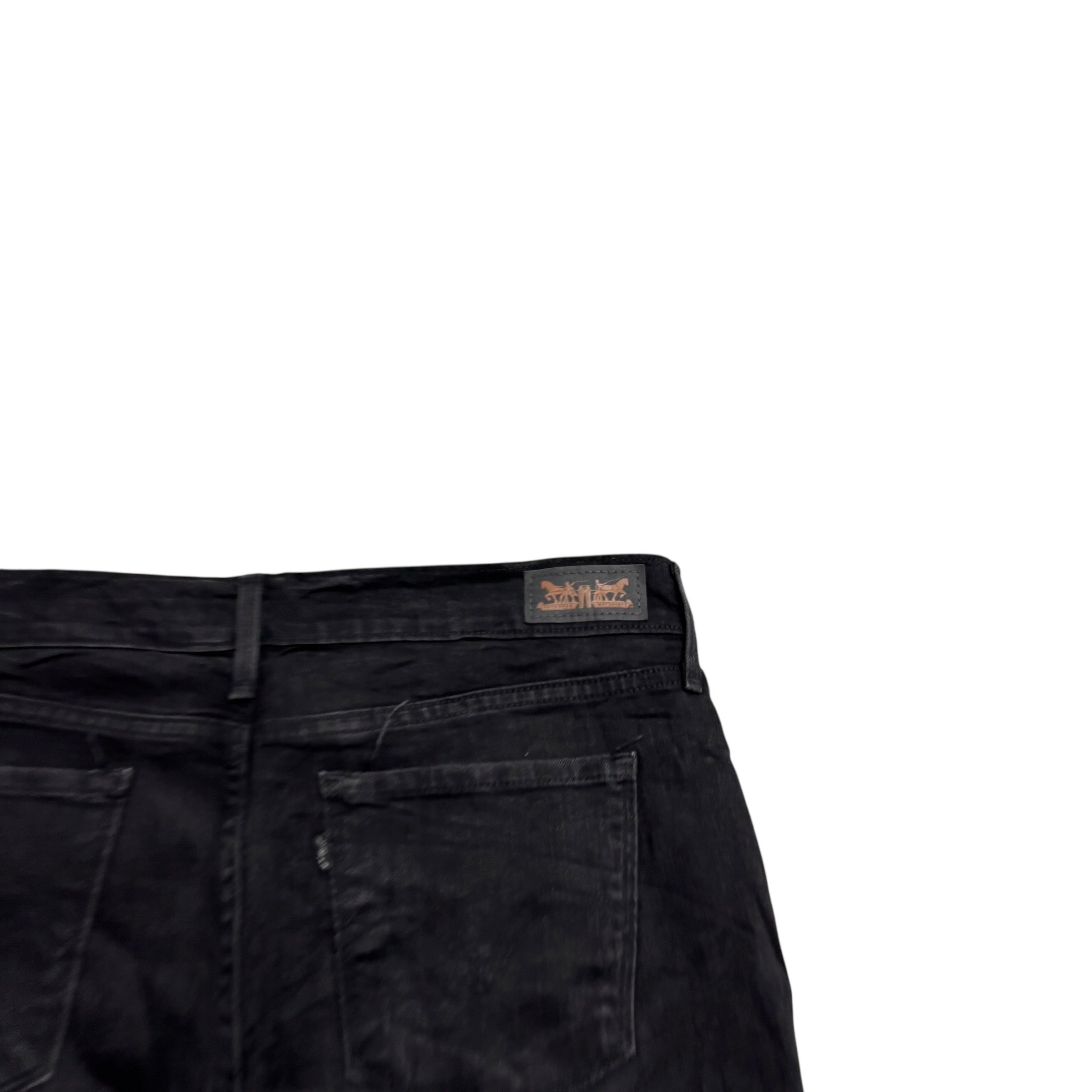 Levis 505 Jeans W30 L34 Womens Regular Straight Fit Black Stretch Denim