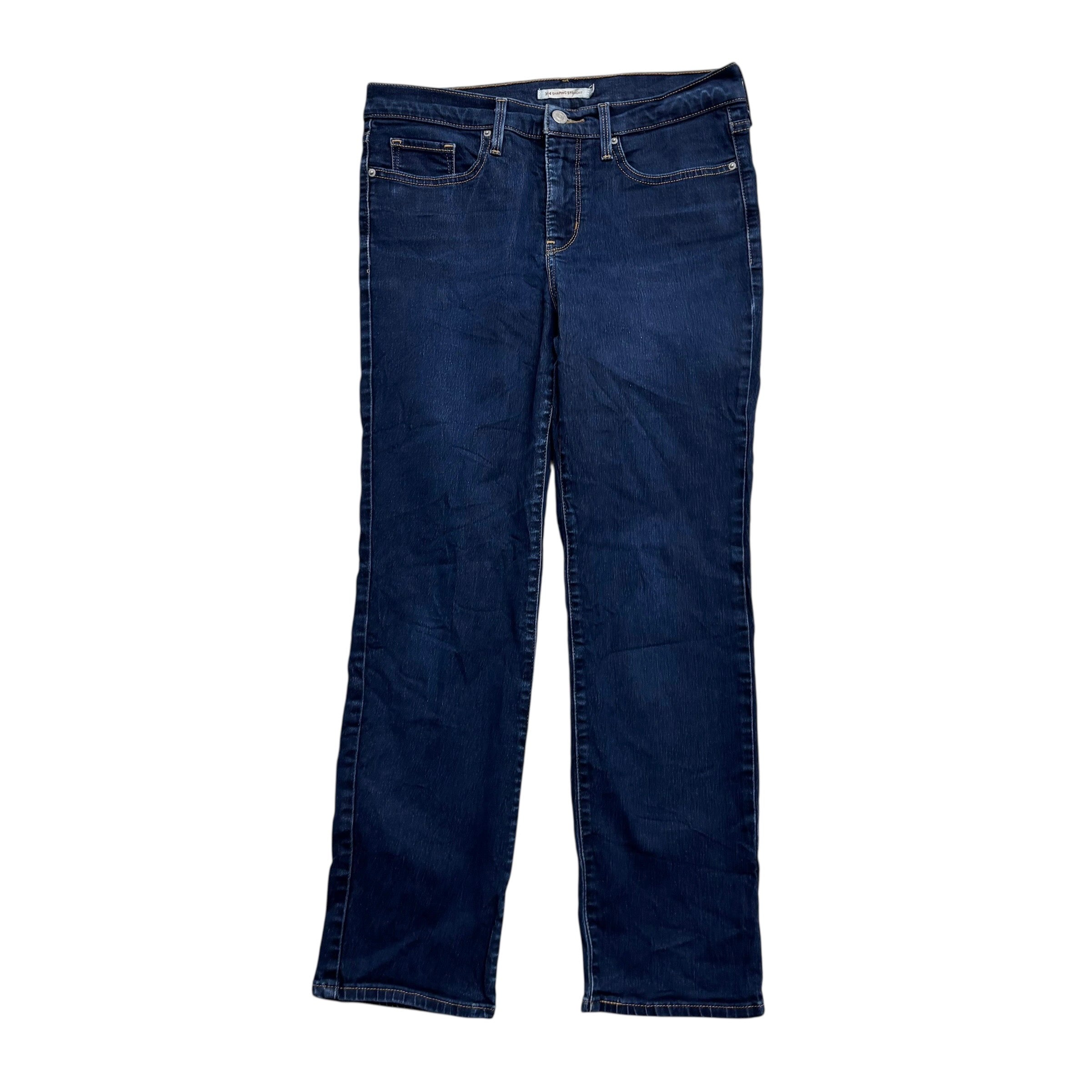 Levis 314 Jeans W29 L27 Womens Shaping Straight Dark Blue Stretch Denim (E)