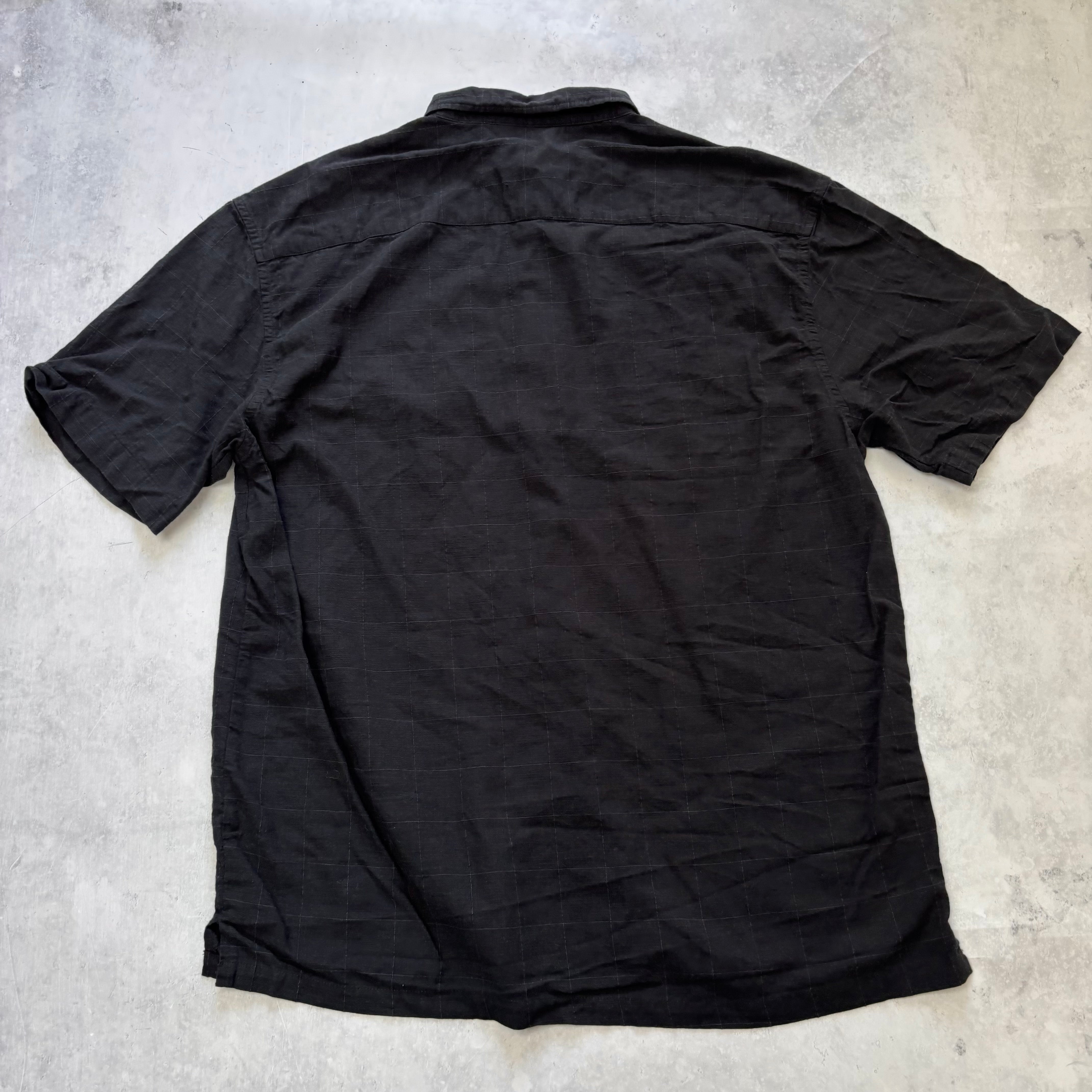 Vintage Shirt Mens XXL Black Short Sleeve Bamboo Cotton Check (E)