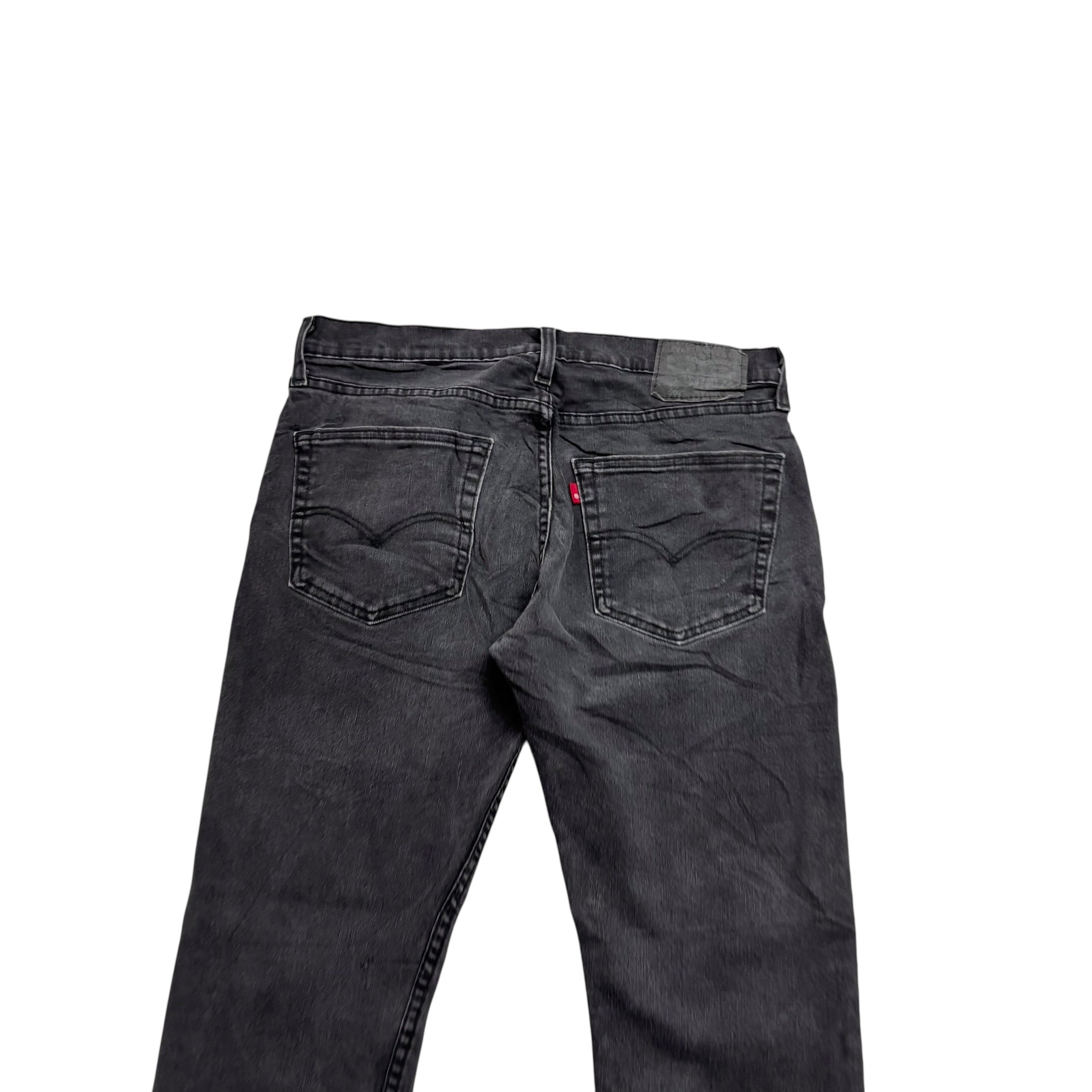 Levis 502 Jeans W32 L28 Mens Black Regular Tapered Fit Stretch Denim