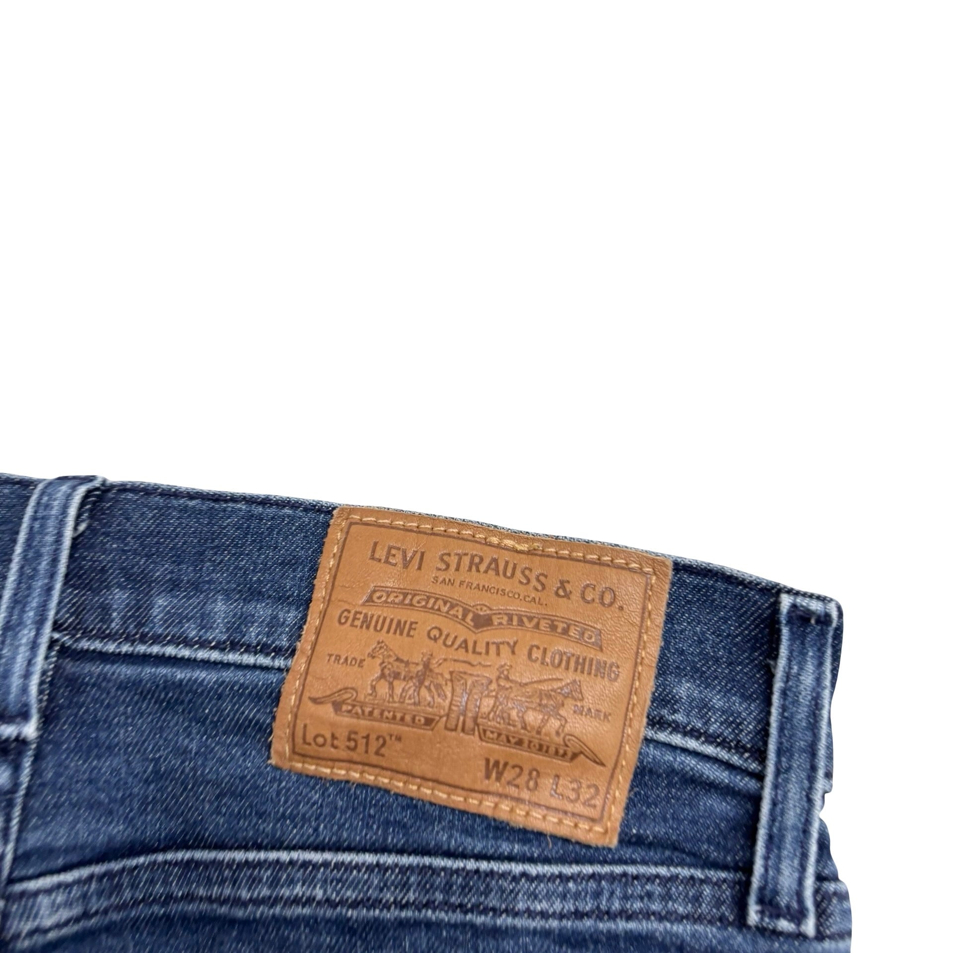 Levis 512 Jeans W28 L32 Mens Navy Blue Slim Tapered Fit Stretch Denim (E)