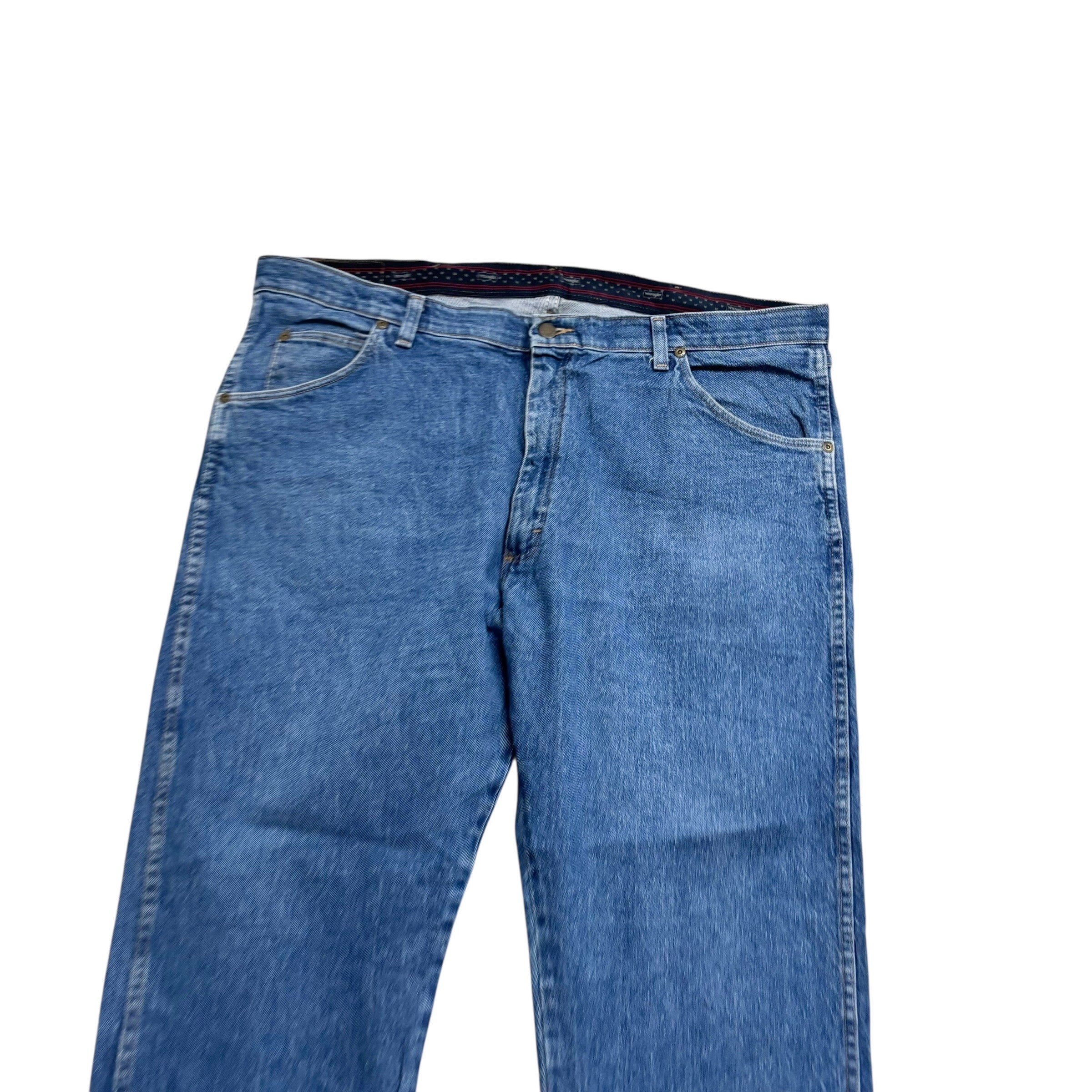 Wrangler Jeans W40 L29 Mens Mid Blue Regular Straight Fit Stretch Denim