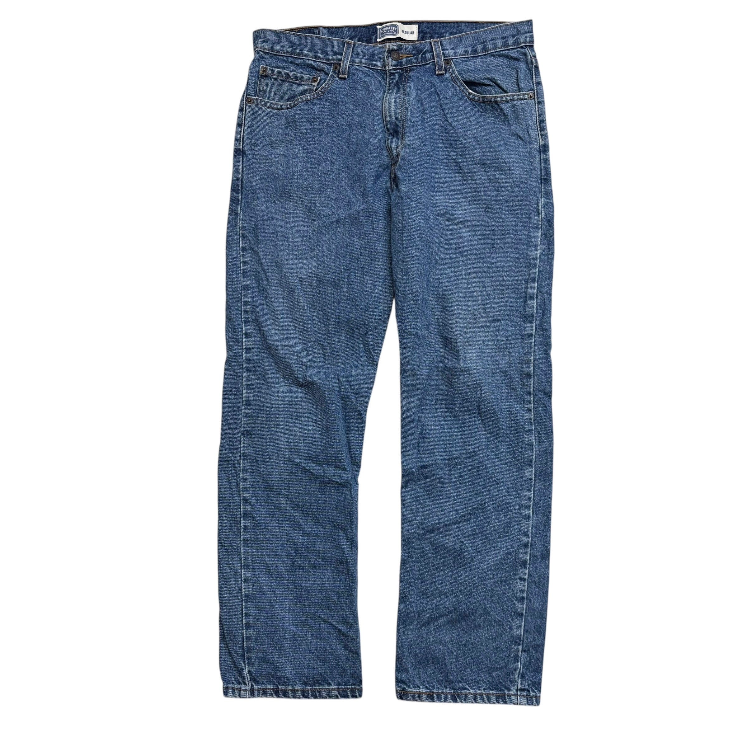 Levis Signature Jeans W34 L30 Mens Mid Blue Regular Straight Fit Vintage