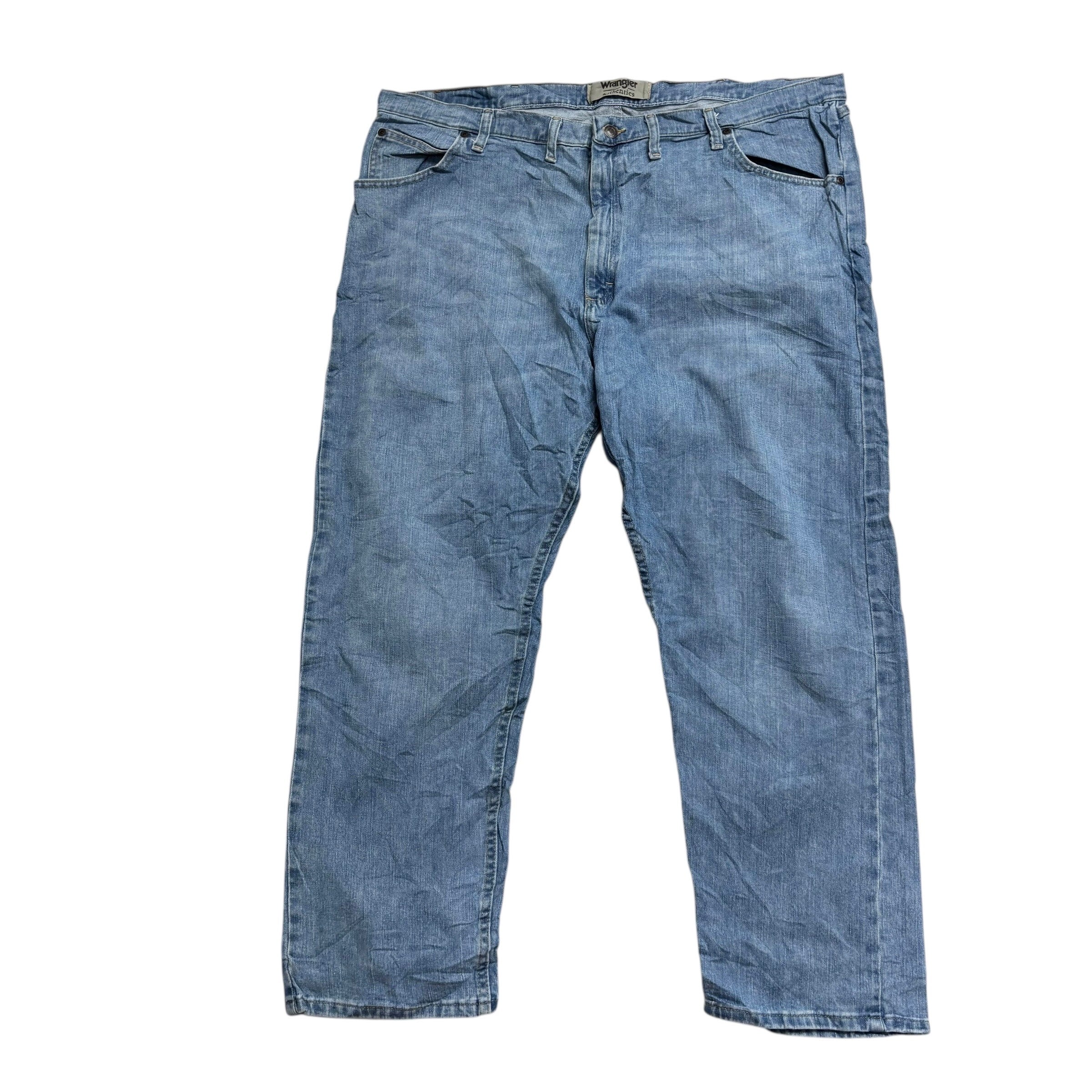 Wrangler Jeans W44 L30 Mens Light Blue Relaxed Straight Fit Stretch Denim (E)