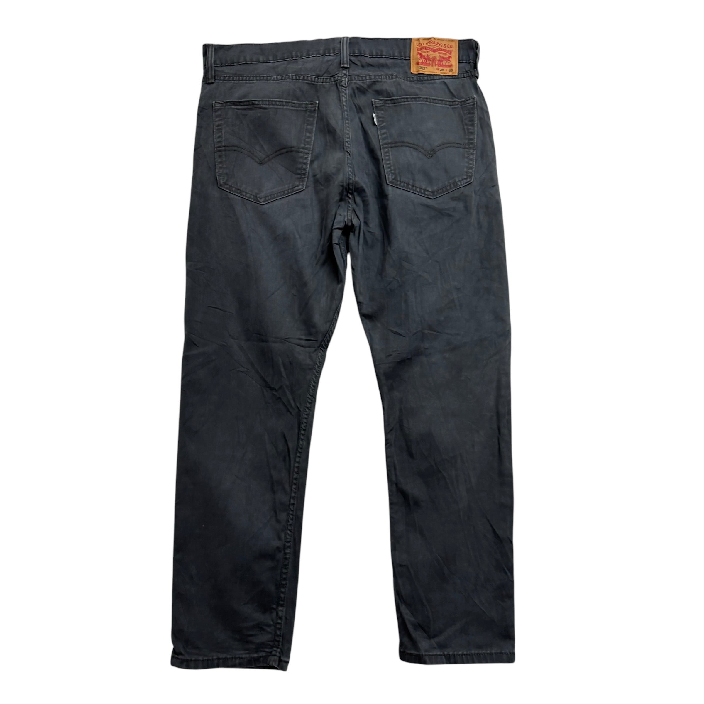 Levis 502 Trousers W36 L29 Mens Grey Regular Taper Fit Stretch Cotton Pants